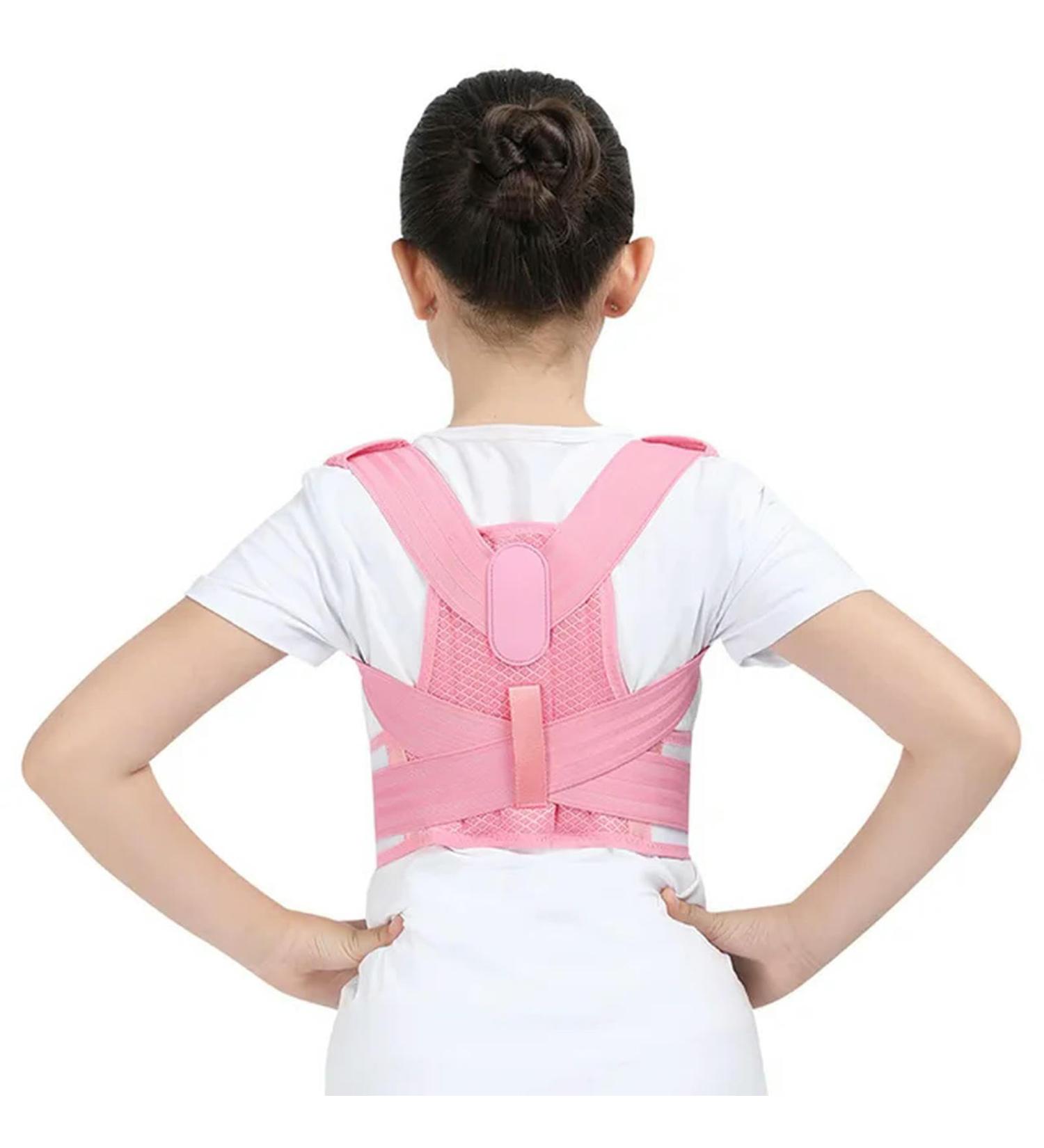 Back Posture Corrector Corset Shoulder Lumbar Wasit Support Correction For Kids Teens Straighten Upper Belt Pink M - Buy Online on GoSupps.com
