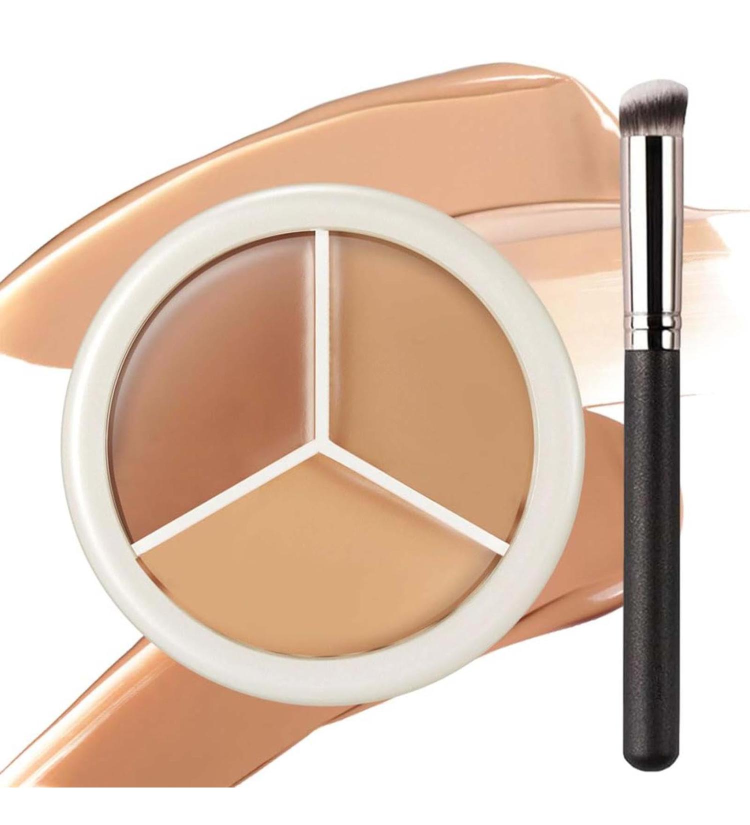 Tri-Color Concealer Make Up 3 Steps To Face Sculpting Tricolor Concealer Tri-Color Concealer Palette Waterproof Foundation Full Cover Concealer Palette Corrects Dark Circles - Buy Online on GoSupps.com