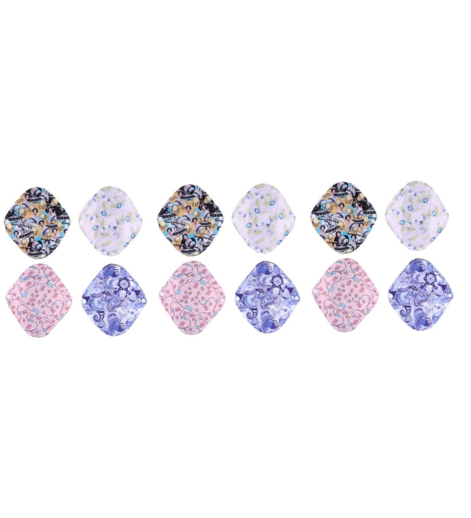 Washable Menstrual Pads 12 pcs - Reusable Cloth Pantiliners Charcoal Absorbent Napkins - Buy Online on GoSupps.com