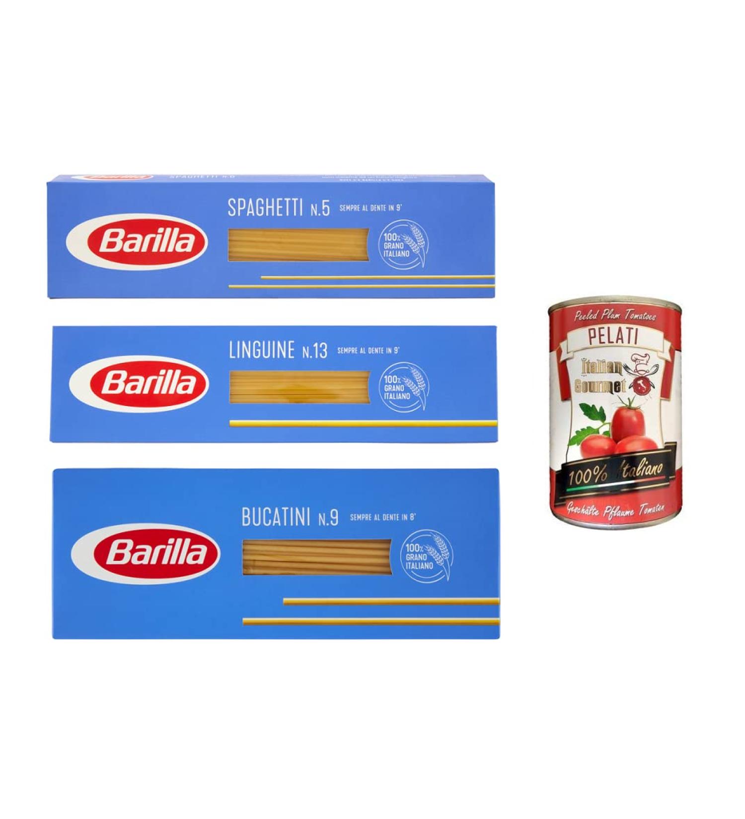 Italian Gourmet ER TESTPACKETS Barilla Pasta 1x spaghetti n 5 1x linguin n 13 1x Bucatini n 9 3 x 500 g + 1x Italian gourmet 100 g - Buy Online on GoSupps.com