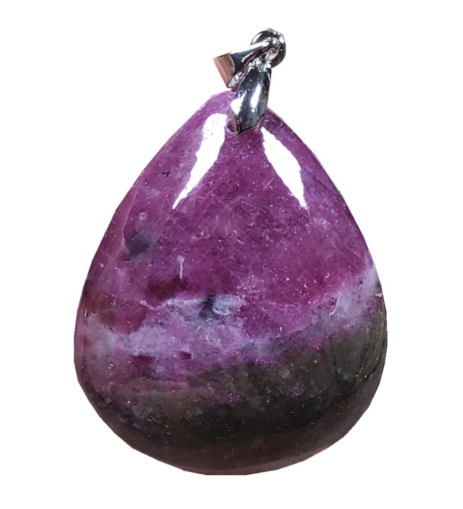 Natural Ruby Zoisite Pendant - Red Green Gemstone Jewelry Gift for Luck & Wealth | AAAA Quality Crystal Stone 36x29x10mm - Buy Online on GoSupps.com