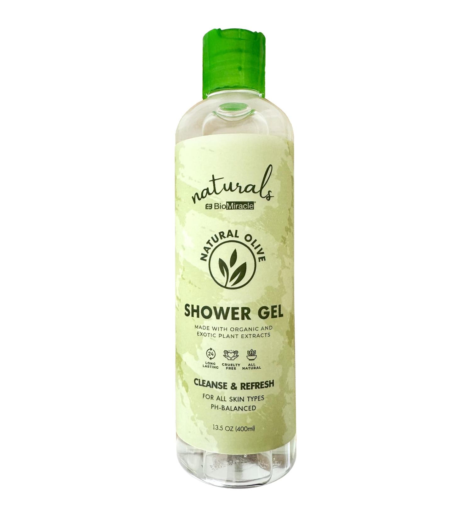 BioMiracle Organic Shower Gel with Exotic Plant Extracts - pH Balanced Natural & Paraben-Free Body Wash for All Skin Types - Olive Oil Formula for Silky Radiant Skin - 13.5 fl oz. - Buy Online on GoSupps.com
