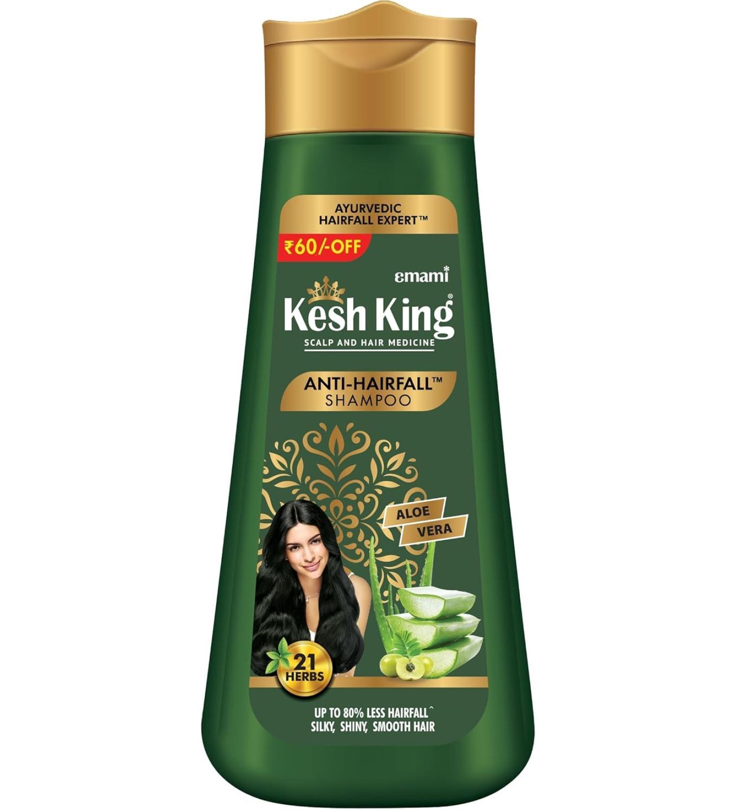Kesh King Ayurvedic Shampooing anti-chute 300 ml Aloe & 21 herbes R duit la chute des cheveux sans paraben ayurv dique pour tous les types de cheveux pack familial avec Kajal 300 g (Lot de 1) - Buy Online on GoSupps.com