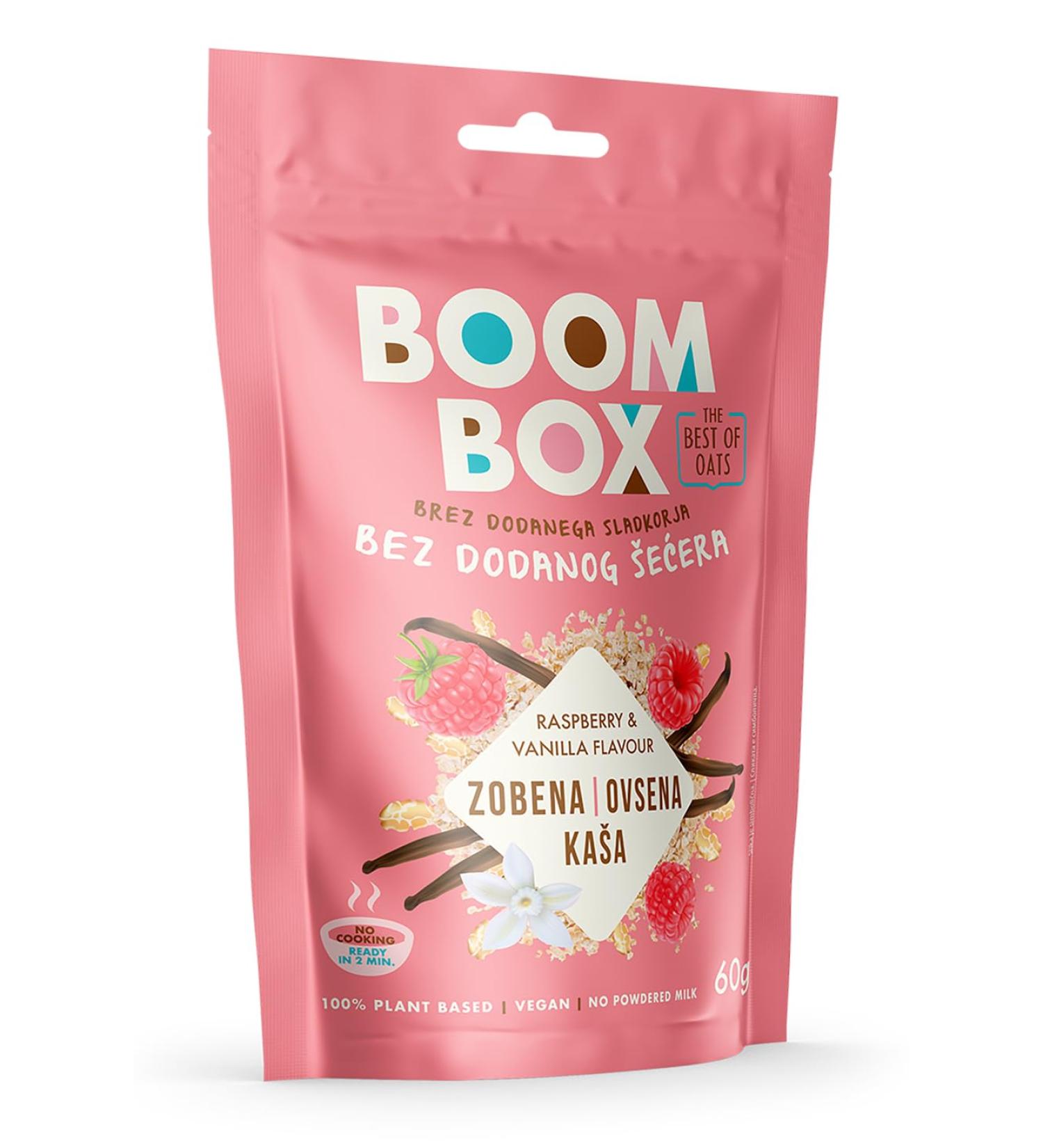 BOOM BOX Raspberry Vanilla Oatmeal - 60g - A Delightful Blend of Fruit and Vanilla Flavors