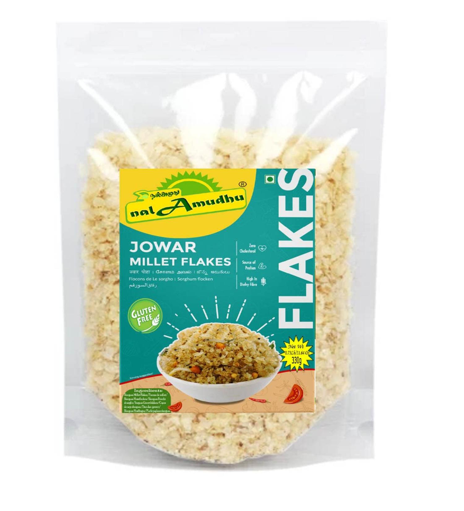 nalAmudhu Sorghum Millet Flakes | Jowar Poha| Nattu Solam Aval -330g  - Buy Online on GoSupps.com