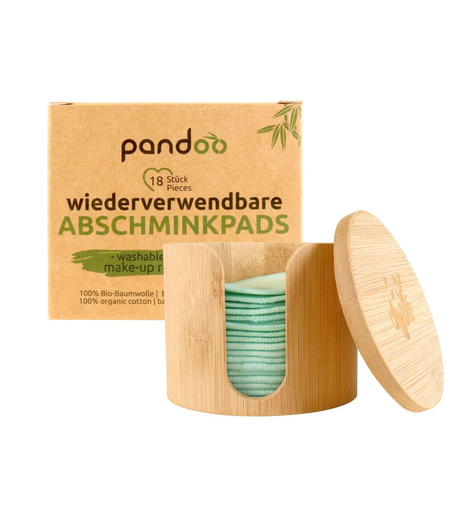 Pandoo Reusable Organic Cotton Pads | Eco-Friendly Makeup Remover | 18 Washable Pads with Bamboo Box & Washing Bag - Buy Online on GoSupps.com