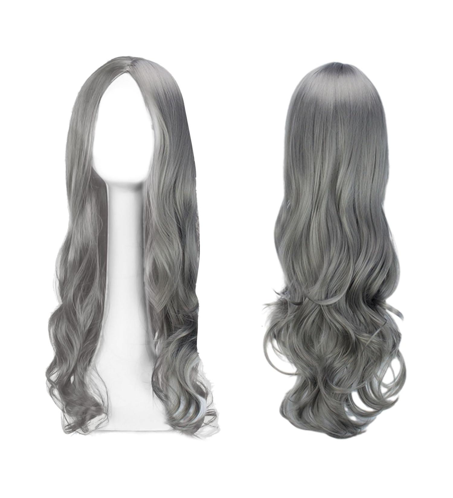 Euppsiiu Long Wavy Silver Gray Wig for Women | 27 Heat-Resistant Curly Cosplay Hair | Perfect for Daily Wear & Carnivals - Buy Online on GoSupps.com