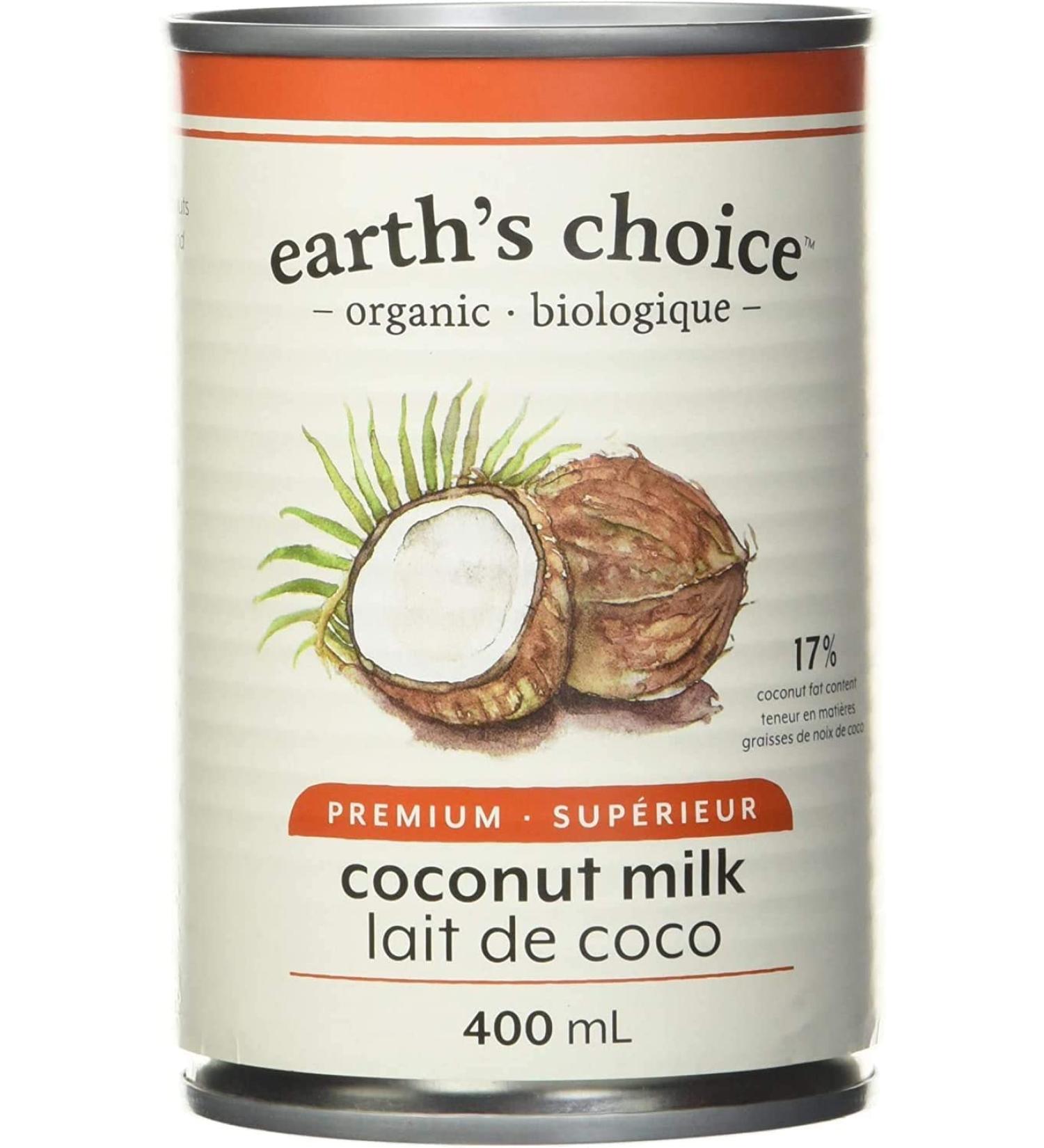 Earth's Choice - Organic Coconut Milk Superior (17% Fat) Gluten Free Dairy Free Lactose Free Kosher 12 Count of 400ml 400 ml (Pack of 12)