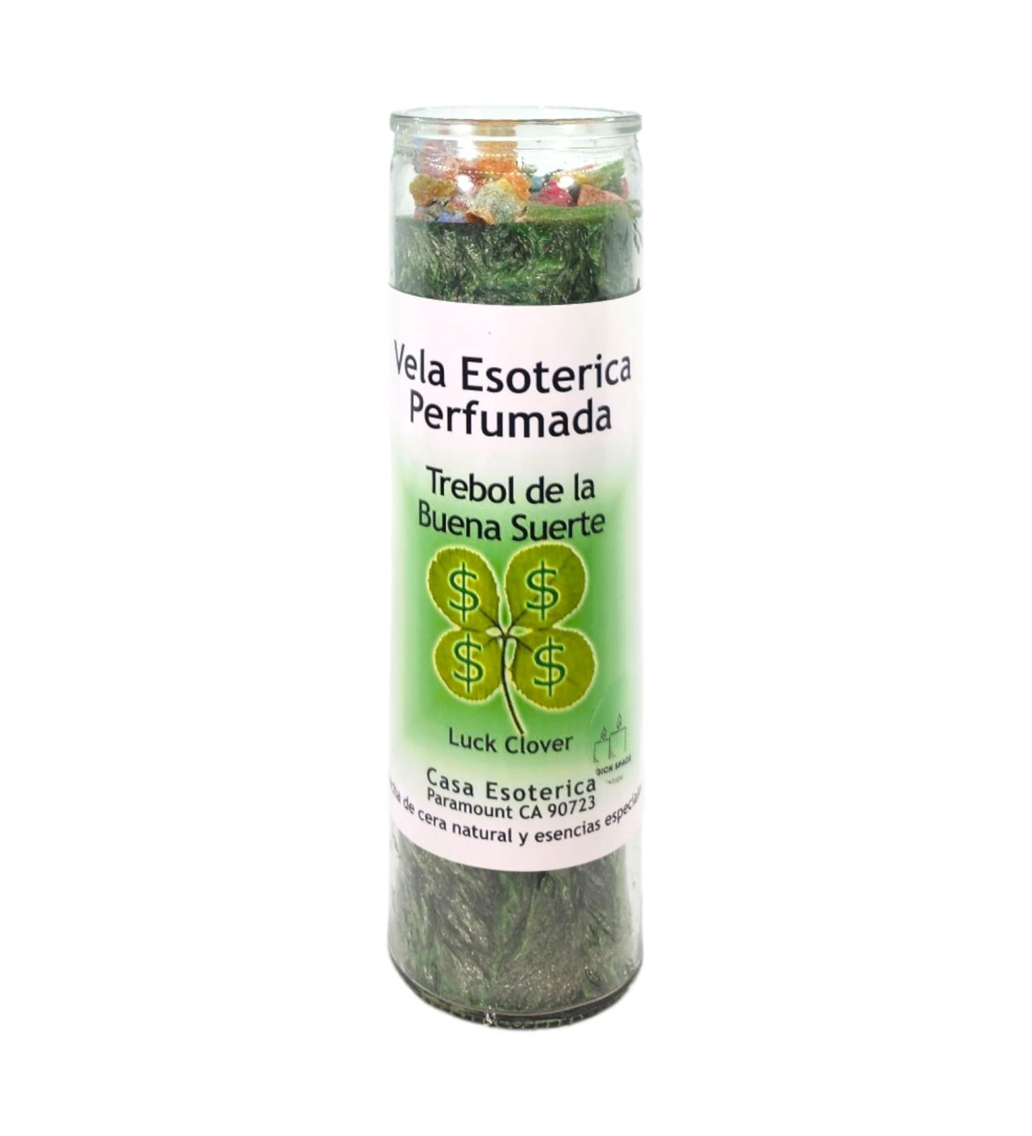 Luck Clover Palm Wax Candle - Green Spiritual Intention Spell | Vela Casa Esoterica Perfumada - Trebol de la Buena Suerte - Buy Online on GoSupps.com