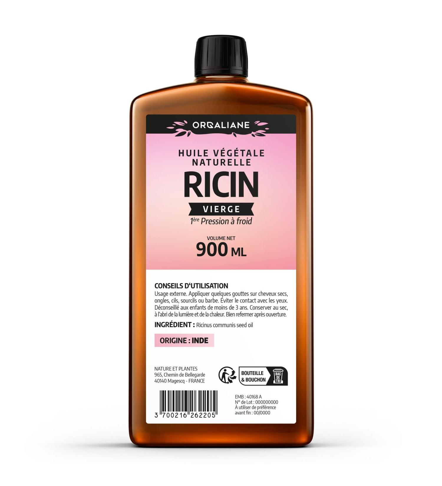 Castor Oil 900 ml - Orgaliane - Pure and Natural - Beard Hair Eyelashes Nails Skin. - Buy Online on GoSupps.com