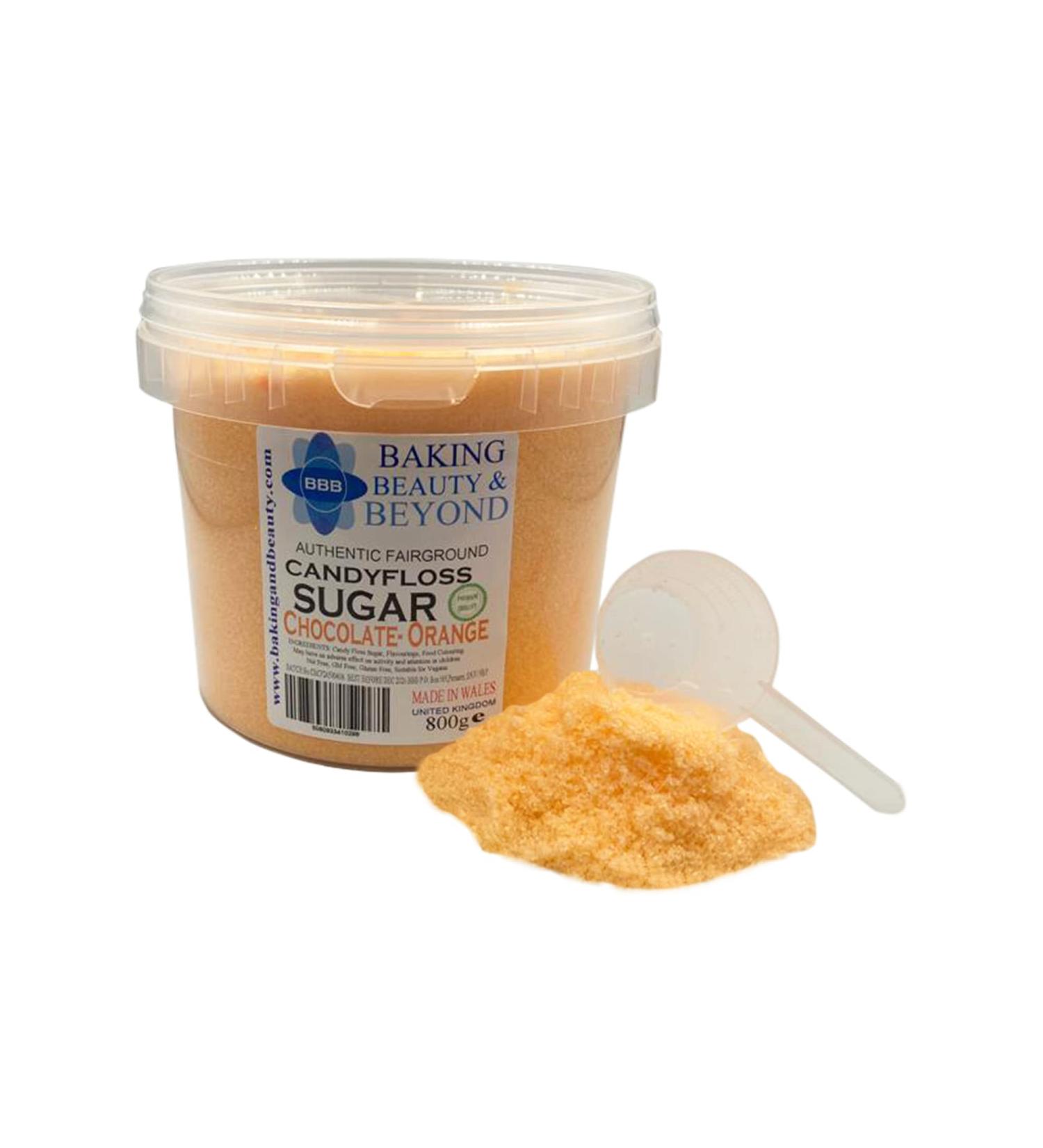 Baking Beauty and Beyond Premium Chocolate Orange Flavour Floss Sugar - 800g Bulk Cotton Candy Flossing Sugar with Natural Ingredients for Every Occasion - Buy Online on GoSupps.com