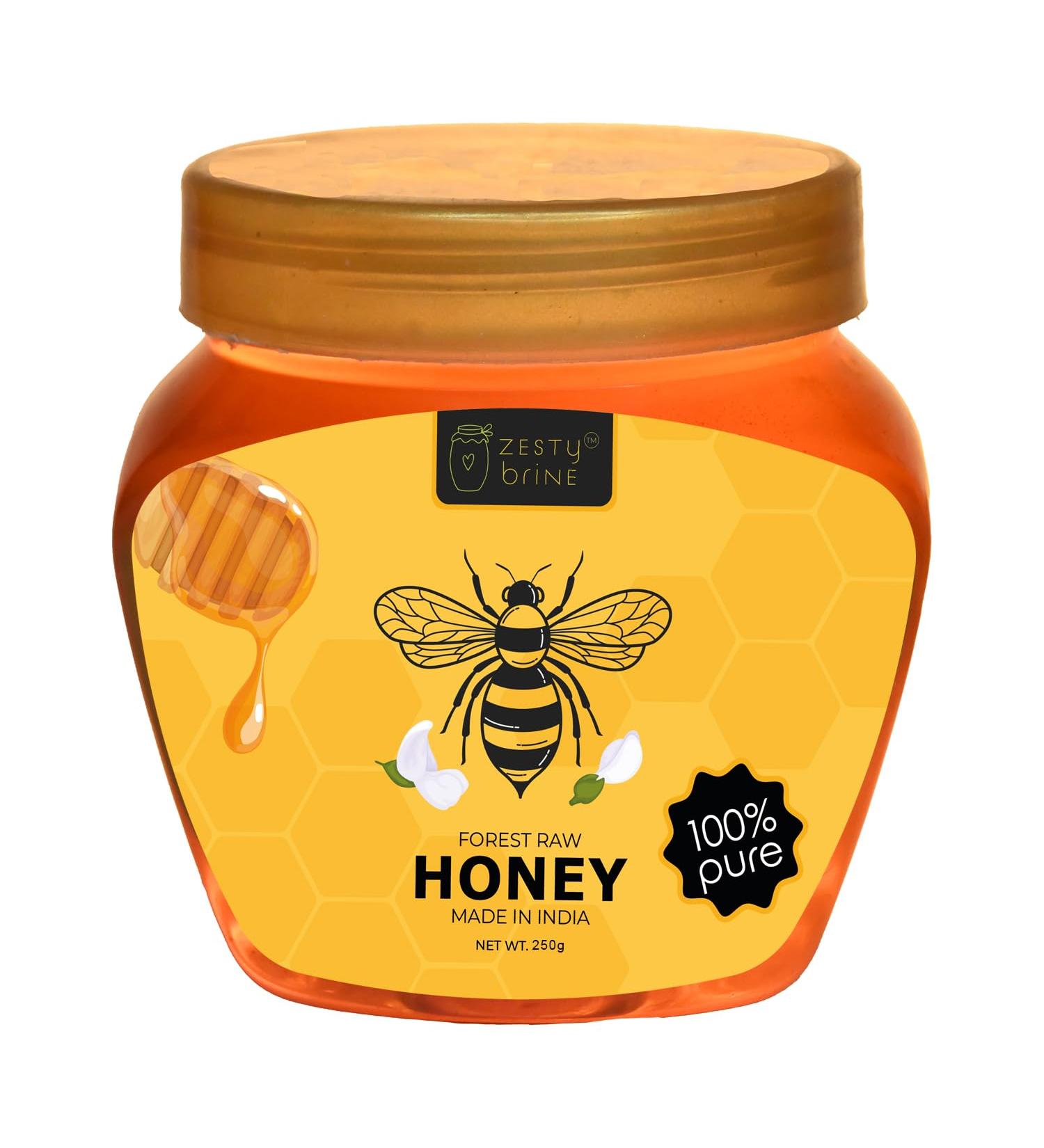 Zesty Brine 100% Pure Indian Forest Honey Daily Wellness Support Rich Cream with No Sugar Organic Honey (250g) - Buy Online on GoSupps.com