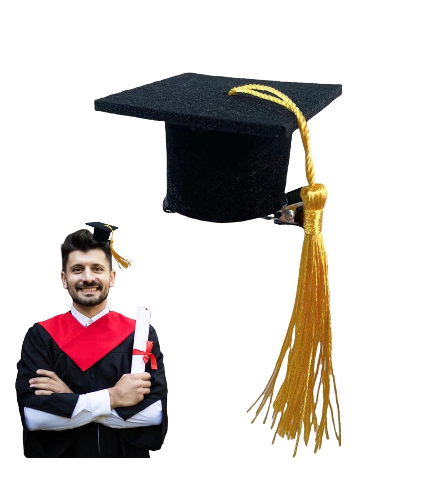 Neamou Graduation Hat Headband - 3D Doctoral Hat Hair Clip Headband Graduation Hat Inserts Graduation Dress up Photo Decoration Supplies for Women Men Yellow - Buy Online on GoSupps.com