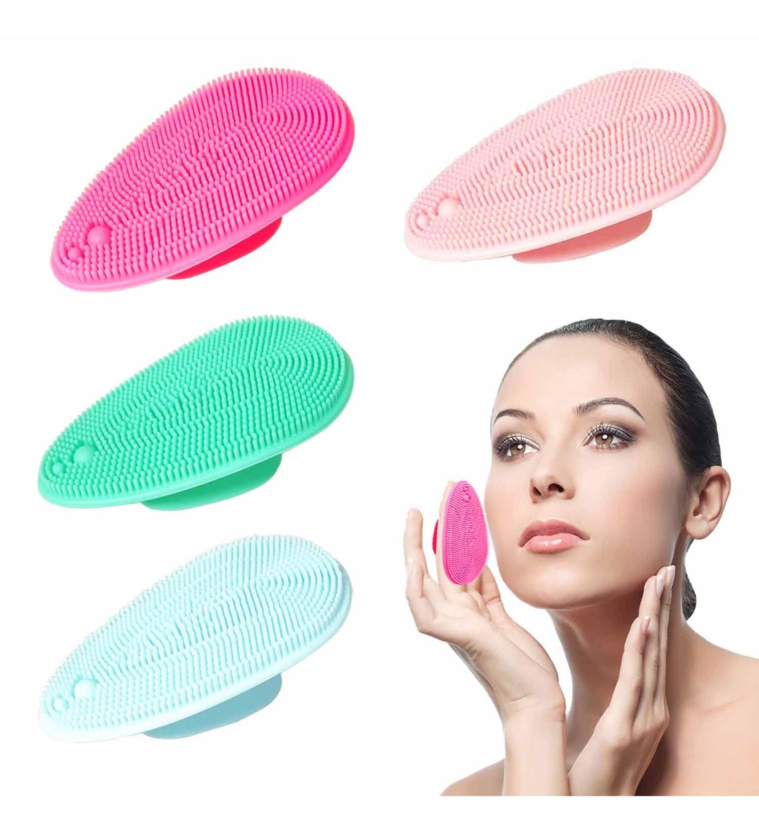 Silicone Face Exfoliator Scrubber - 4 Pack Manual Cleansing Brush for Deep Pore Exfoliation - Gentle Daily Oil and Dirt Cleanse - Suitable for All Skin Types - Buy Online on GoSupps.com
