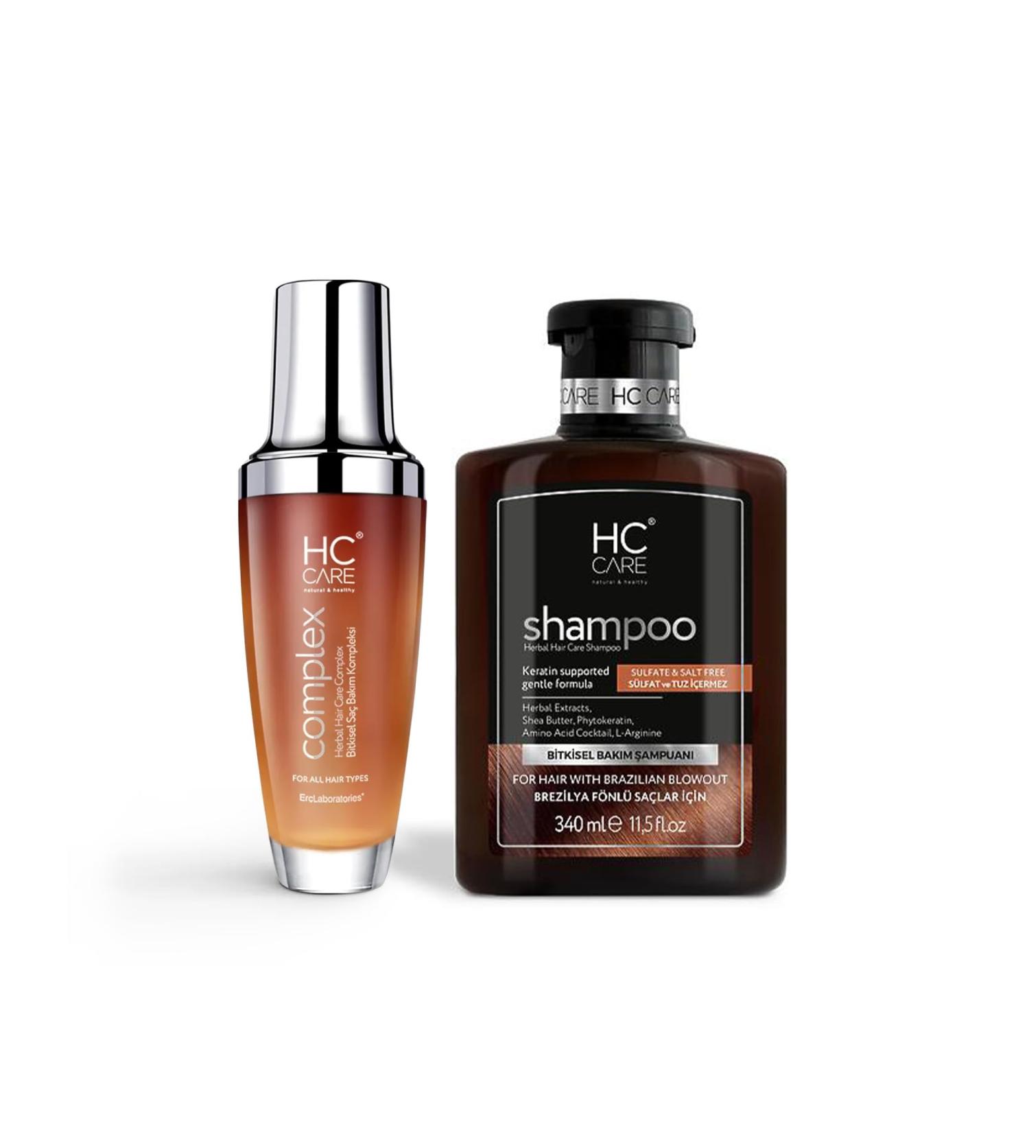 HC Care Shampoo and Lotion HC complex 100% herbs | Shampoo 340 ml + Hair care lotion 100 ml | Damaged dry and thick hair (Brazilian dry hair) - Buy Online on GoSupps.com