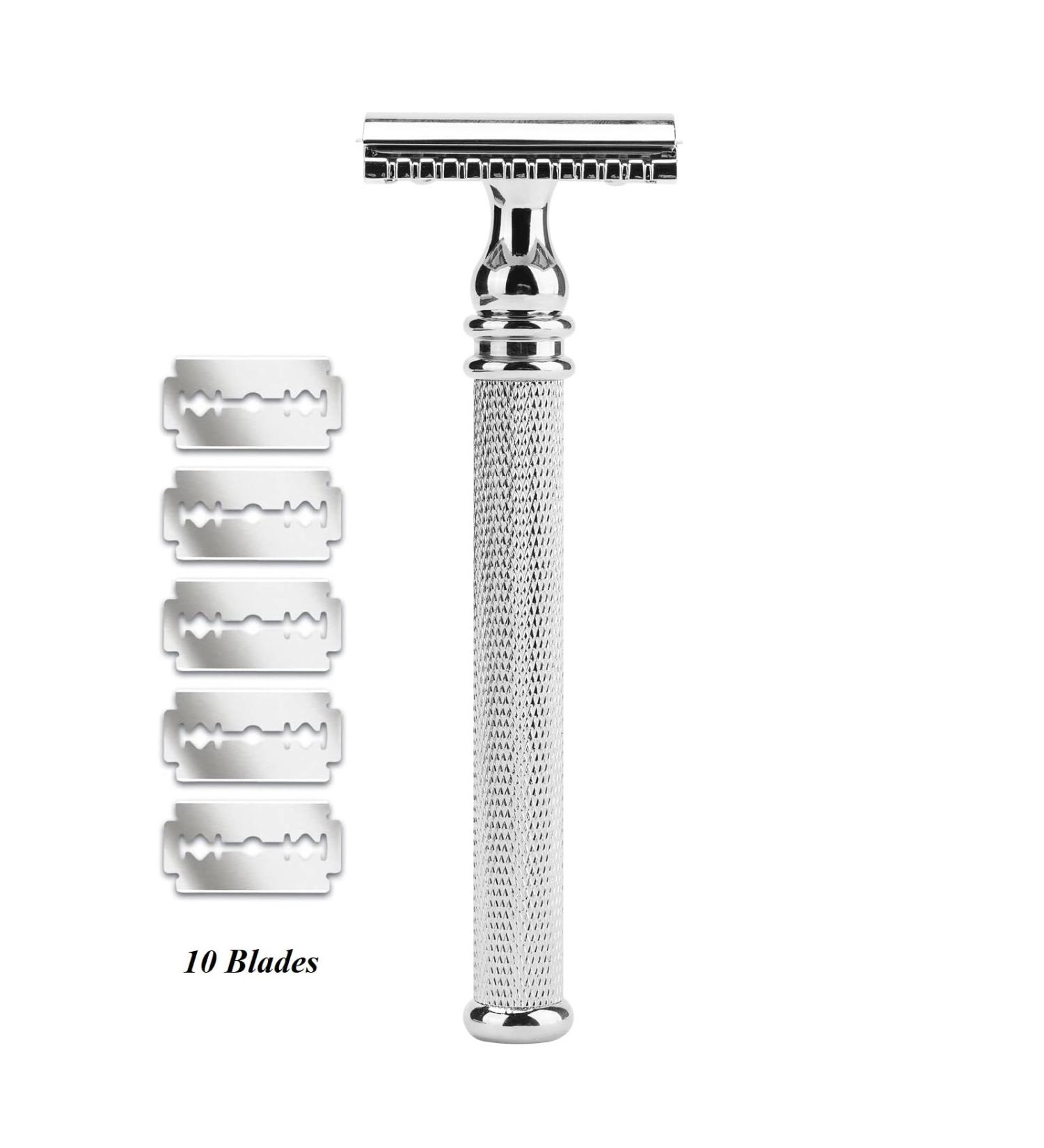 CSB Classic Double Edge Safety Razor - 3-Piece Set with Diamond Pattern Handle & 10 Blades | International Shipping - Buy Online on GoSupps.com