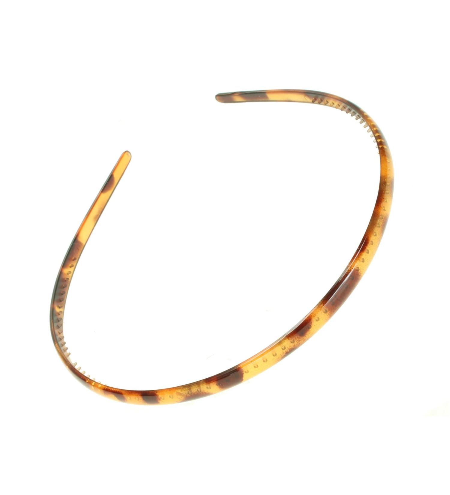 Plastic headband narrow dotted brown
