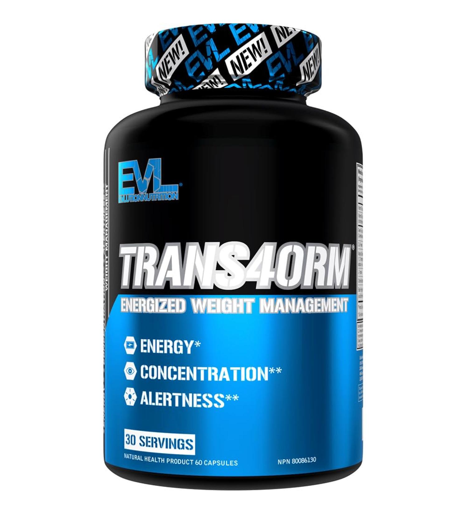 Evlution Nutrition Trans4orm Thermogenic Energizer 30 Serving Capsules 60 count (Pack of 1) - Buy Online on GoSupps.com