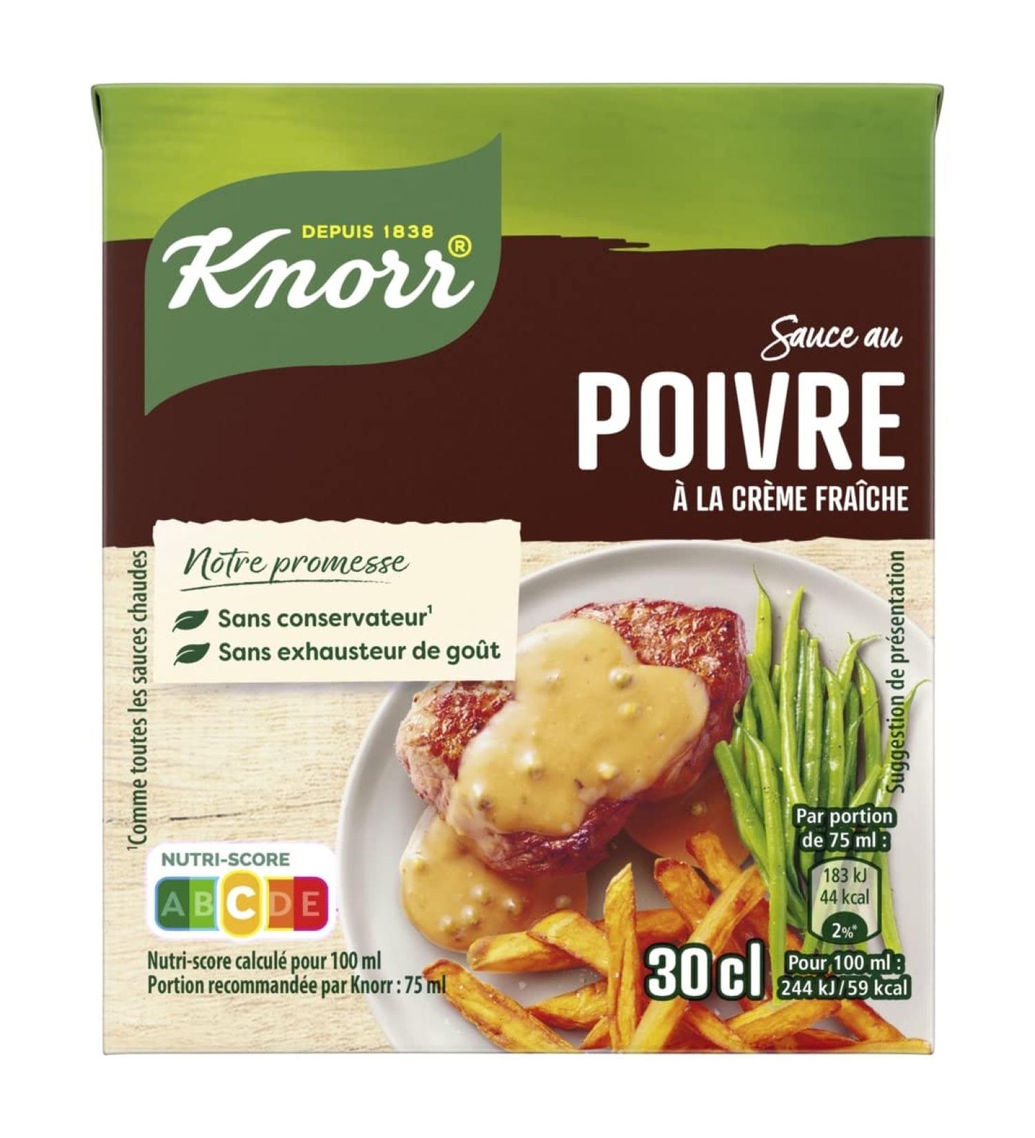 Knorr Pepper Sauce with Fresh Cream 4 Parts 30 cl - Pack of 4