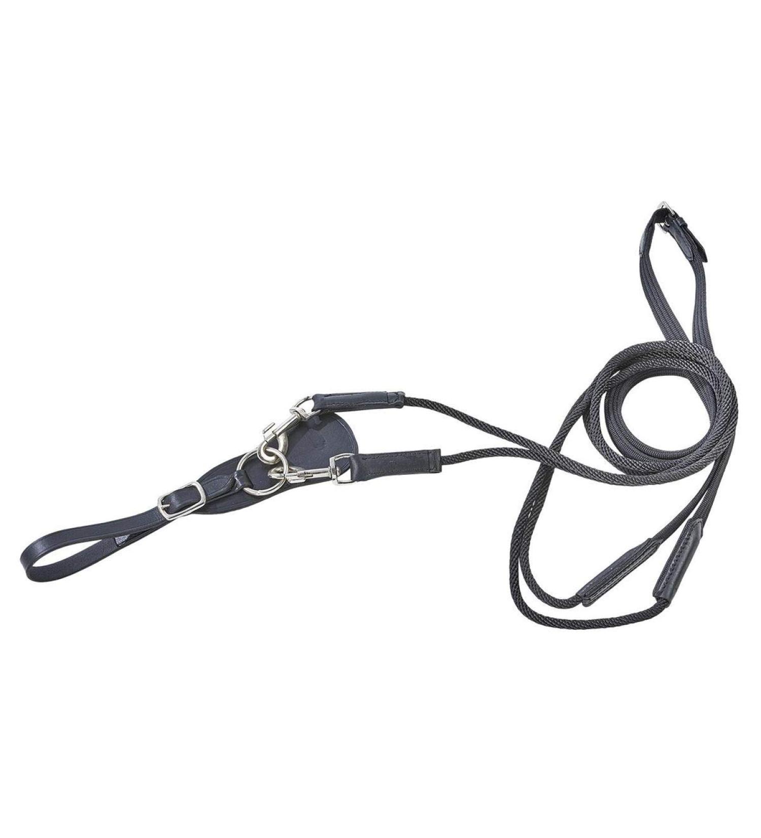 Busse draw reins basic cord black fitting: nickel-plated warmblood