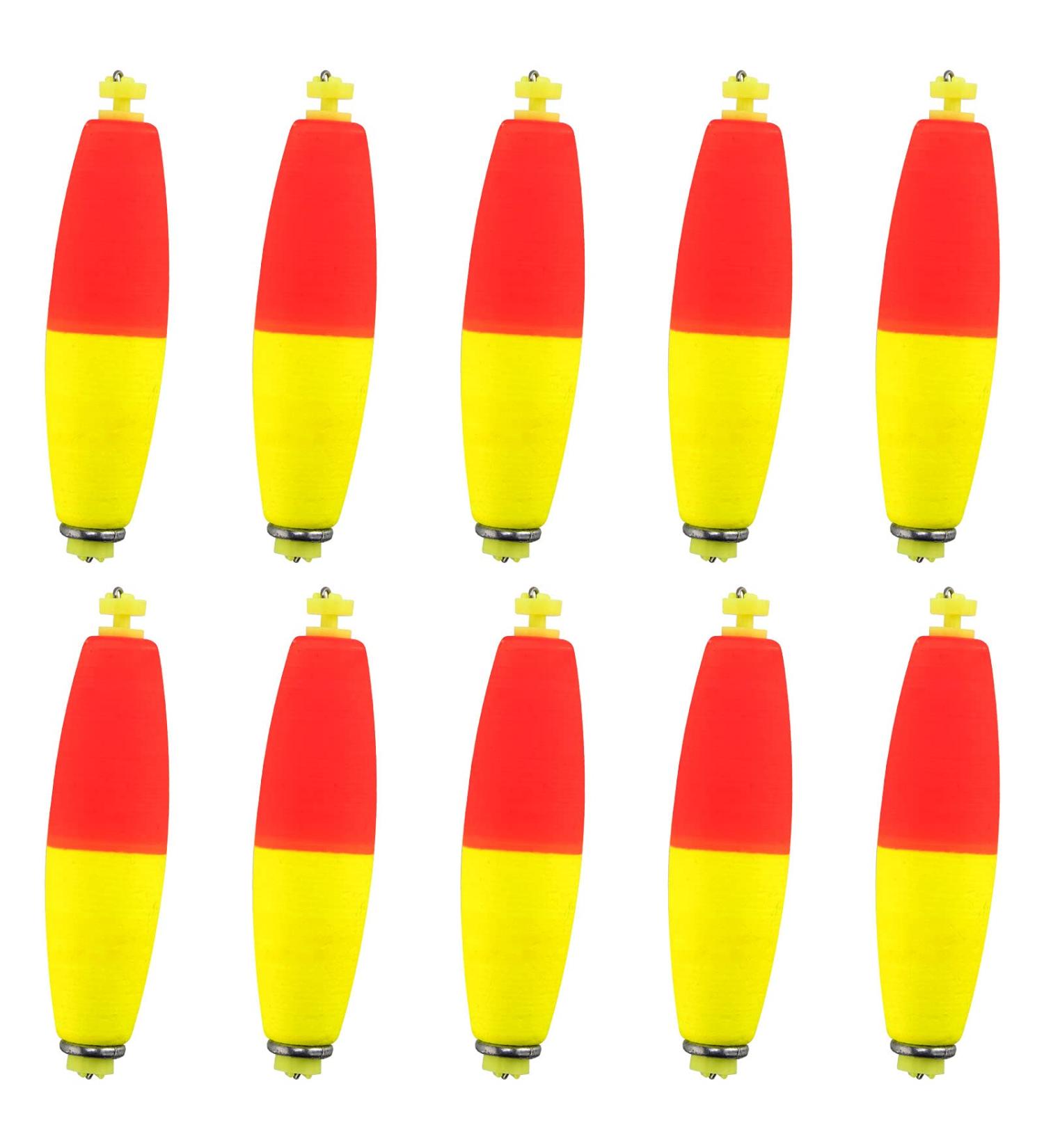 Dr.Fish 10 Pack Weighted Snap-on Fishing Bobbers | EVA Foam Corks | Bass Trout Crappie Panfish Floats | Red Yellow | 2-1/4 | Boat Fishing Essentials - Buy Online on GoSupps.com