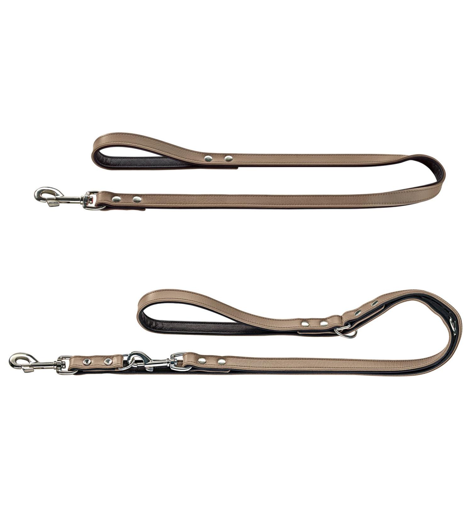 Hunter Basic Adjustable Guide for Dogs coated split leather synthetic leather weather -resistant 1.8/200 cm stone stone/black Width: 1.8 cm length: 200 cm