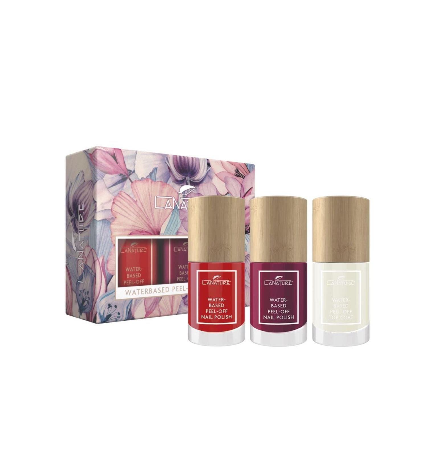 Lanature Vegan Water-Based Nail Polish Set - Classic Red Peel-Off Colors with Top Coat - Eco-Friendly Beauty - Buy Online on GoSupps.com