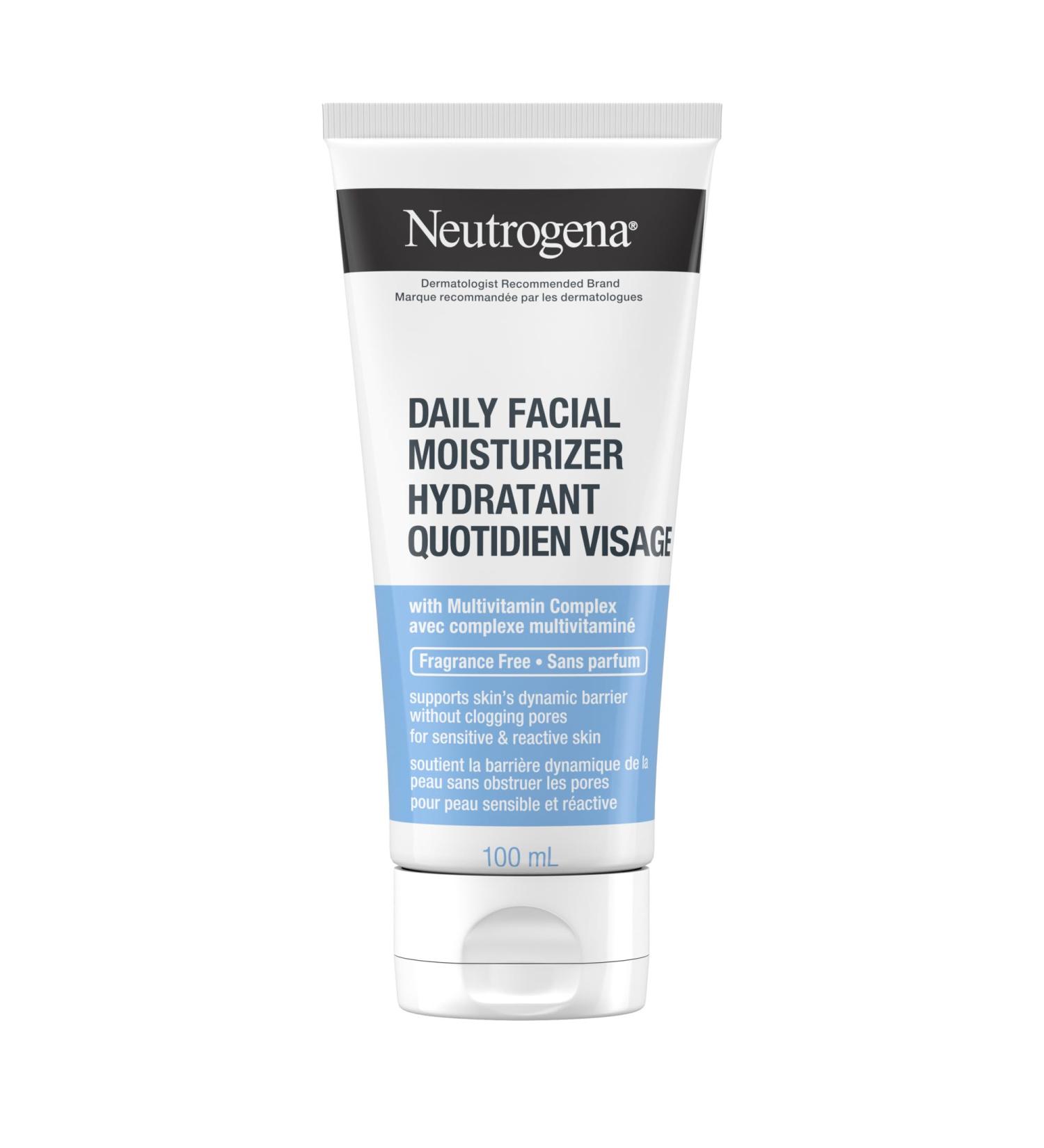 Neutrogena Fragrance Free Daily Facial Moisturizer Face & Neck Moisturizer for Sensitive Skin with Vitamin B3 Pro-Vitamin B5 & Vitamin E Supports Skin's Dynamic Barrier 100ml - Buy Online on GoSupps.com