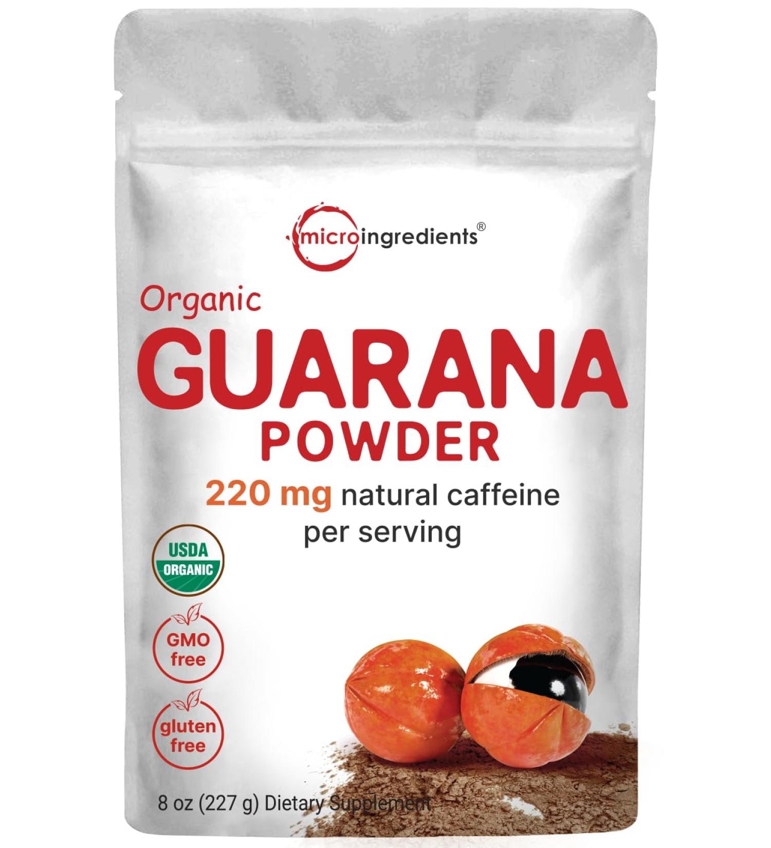Micro Ingredients Organic Guarana Powder 1 000mg Per Serv 8 Ounces | 220mg Natural Caffeine Energizer Brazilian Herbal Extract Raw Bulk Superfood Coffee Substitute Vegan Friendly & Non-GMO - Buy Online on GoSupps.com