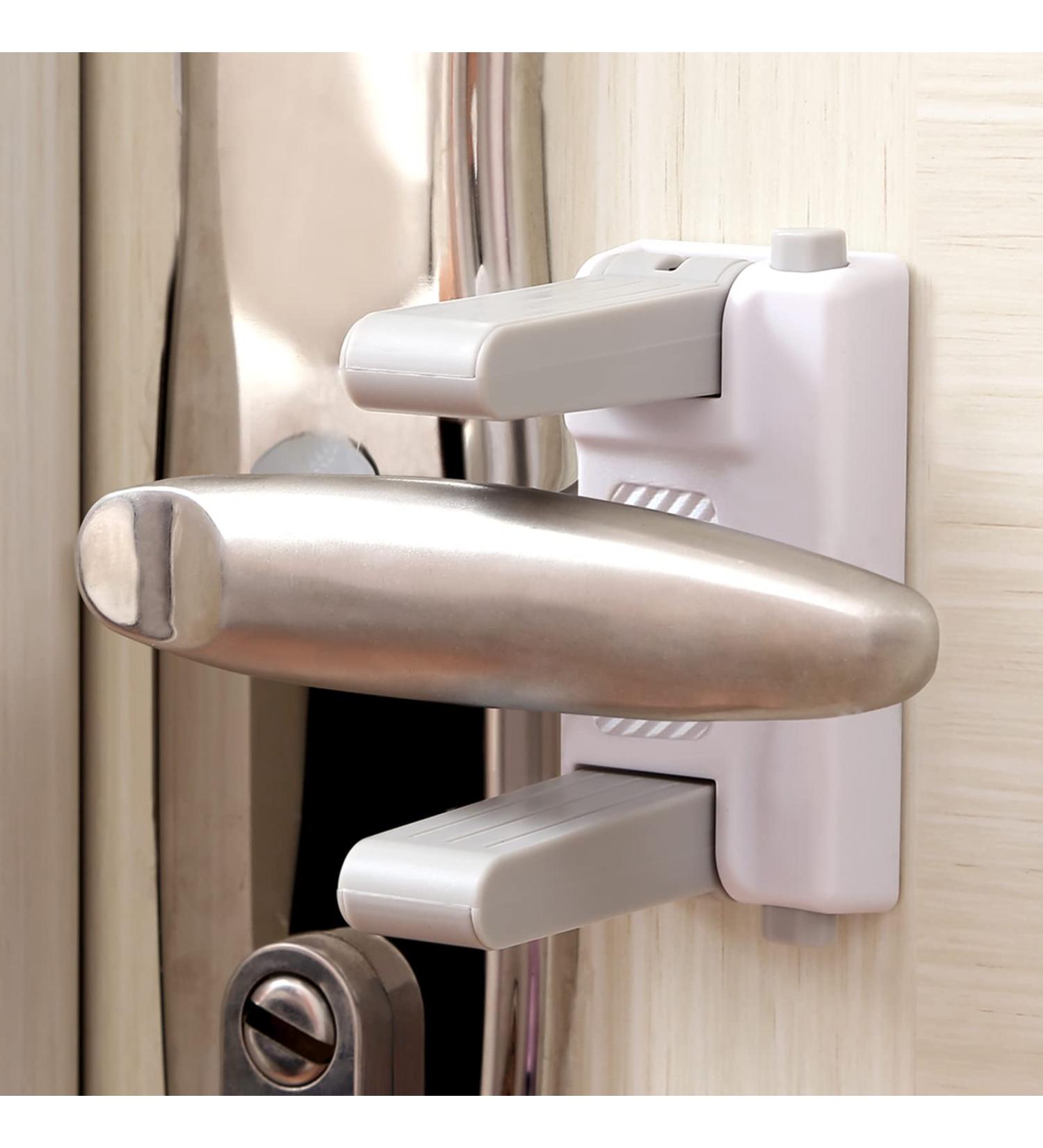 Door Lock for Children 2Pcs Door Handle Lock Without Drilling No Trace 3M Glue Temporary Lever Stopper for Bedroom Toddler and Pets Safety Proof Stick on Kitchen Bathroom or Internal Room Door-2 Pcs - Buy Online on GoSupps.com