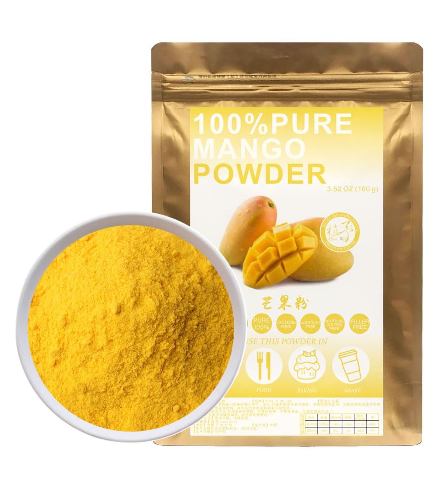100% Natural Pure Mango Powder 100g/3.52oz poudre de mangue pour smoothies shakes p tisseries et boissons | sans conservateurs sans sucre ajout  - Buy Online on GoSupps.com