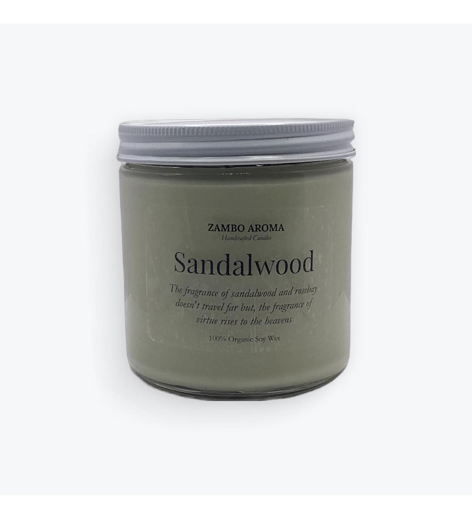 Sandalwood Candle | Handmade 100% Soy Wax Candle by Zambo Aroma | Natural & Therapeutic Essential Oils - Buy Online on GoSupps.com