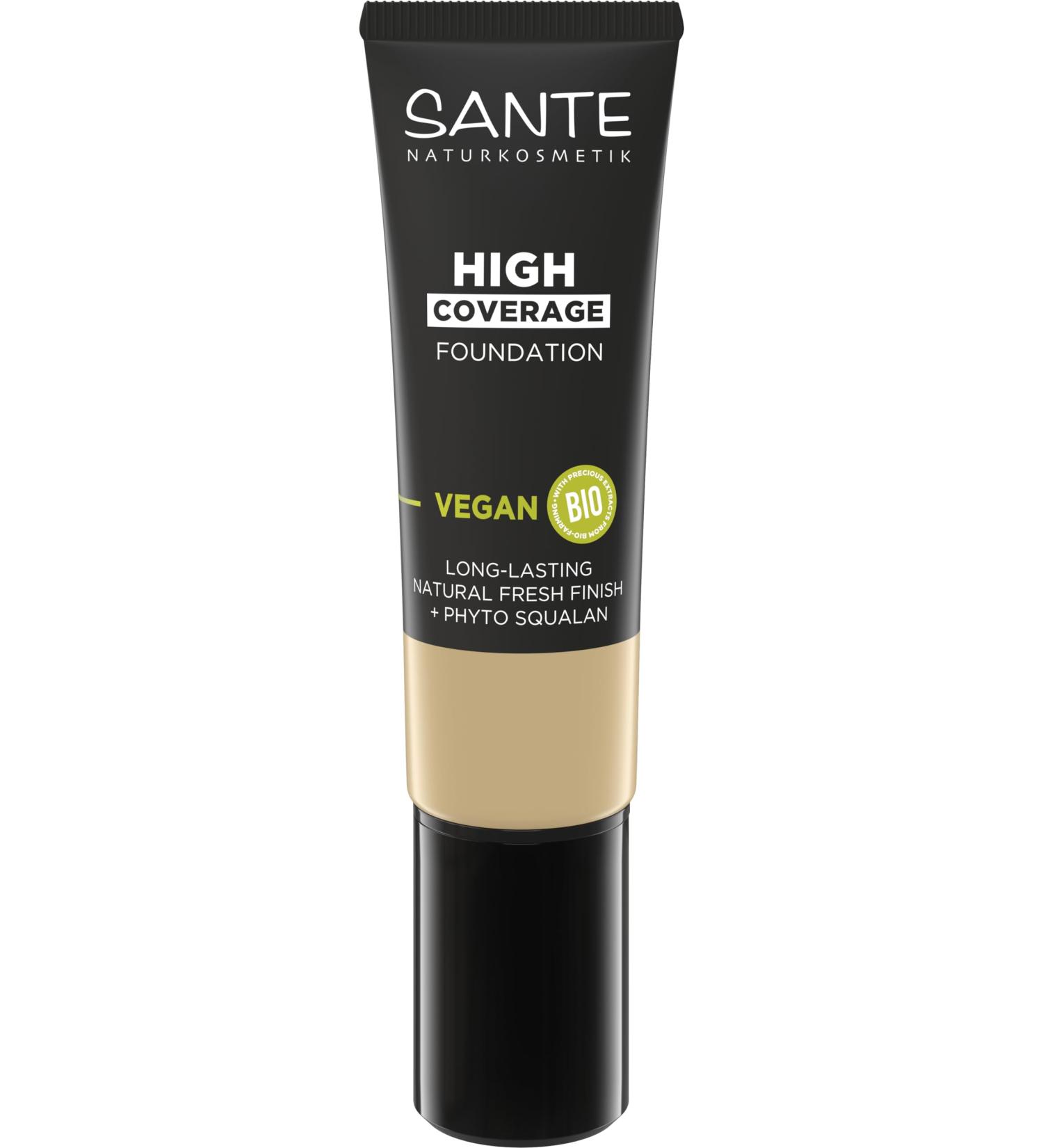 SANTE Naturkosmetik High Coverage Natural Foundation 02 Warm Ivory Vegan Foundation with Organic Peptides with strong covering power and a natural finish nourishing and long-lasting formula  - Buy Online on GoSupps.com