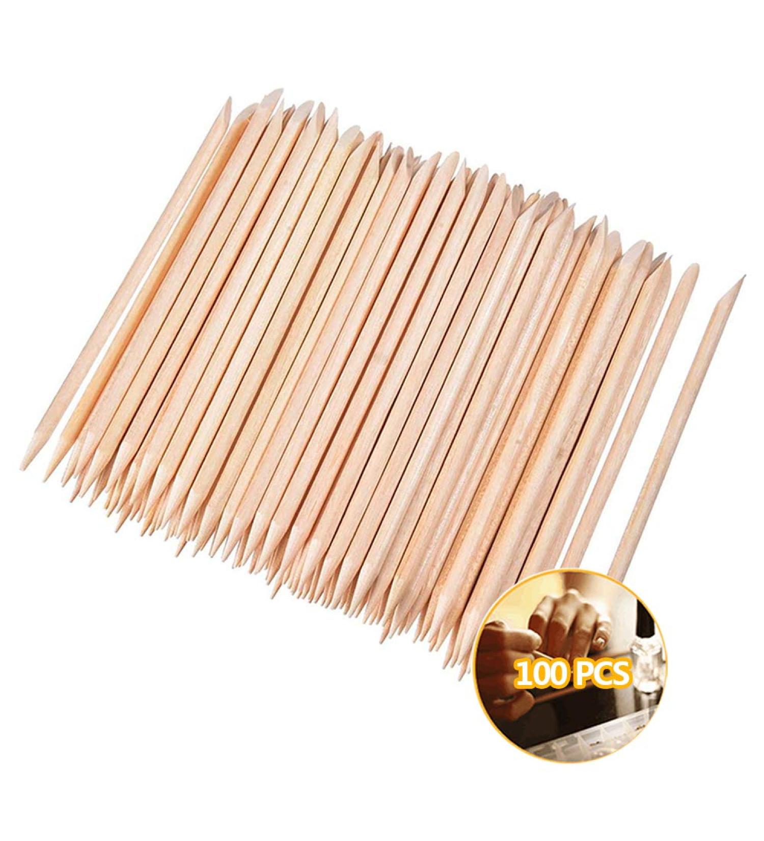 100 Pcs Orange Wood Sticks - Double-Sided Nail Art & Manicure Tools for Perfect Nails | Multifunctional Nail Cutters & Cuticle Care - Buy Online on GoSupps.com