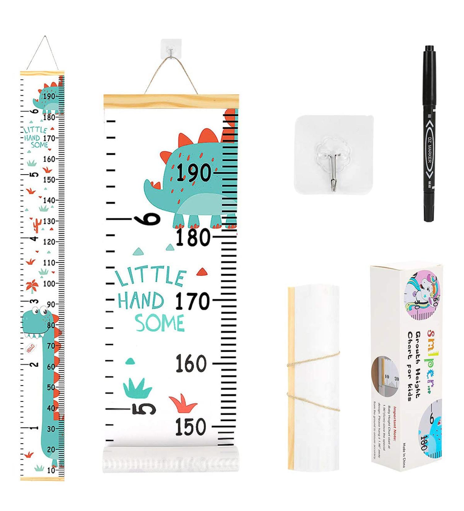 Kids Height Growth Chart Wall Hanging - Dinosaur Theme - 79 x 7.9 inches - Measure Baby Girls Boys Toddlers Bedroom Decor - Buy Online on GoSupps.com