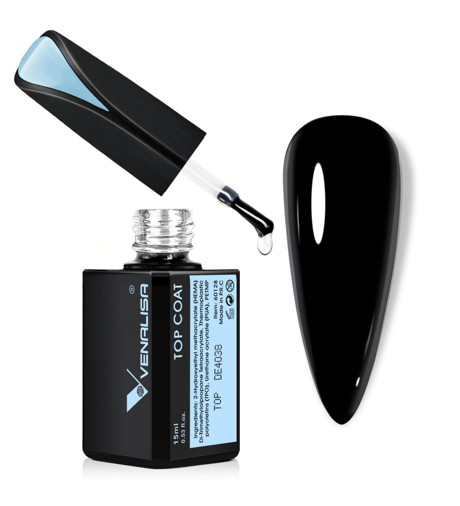 VENALISA 15ml No Wipe Gel Top Coat | Long-Lasting High Gloss UV Gel Nail Polish | Soak Off Tempered Finish for Perfect Nails - Buy Online on GoSupps.com