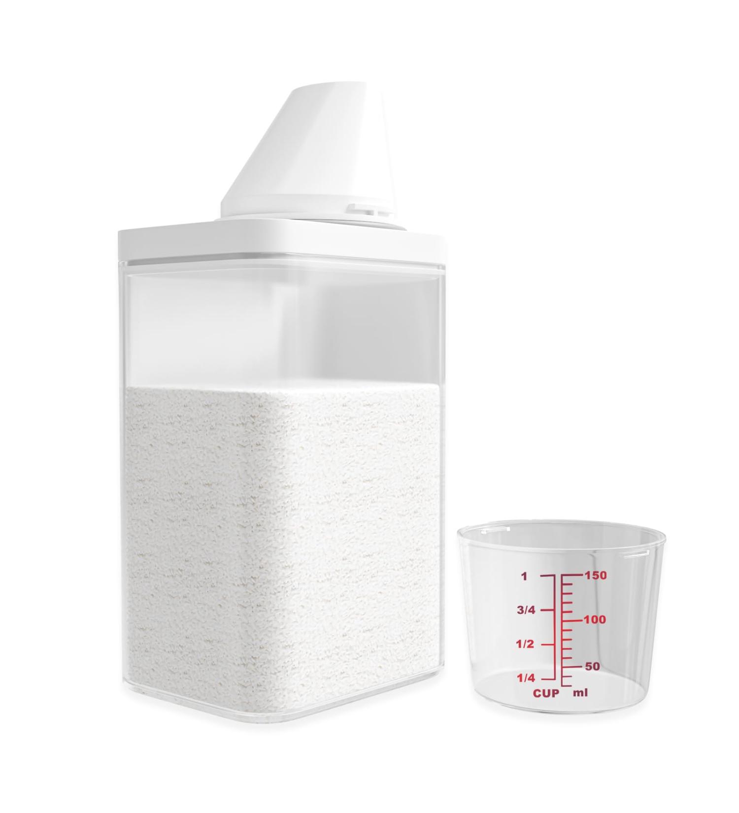 1100 ml Airtight Detergent Dispenser with Measuring Cup Multi-Purpose Washing Powder Dispenser Washing Powder Container Storage Bucket Laundry Detergent Box for Soft Washer (1100 ml) - Buy Online on GoSupps.com