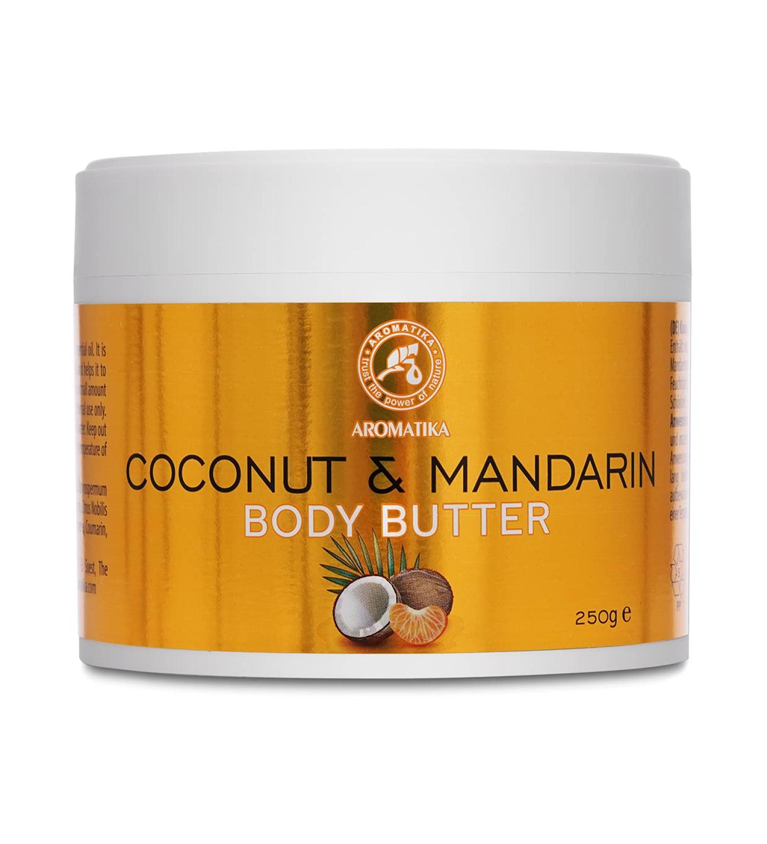 Kokos & Mandarine Body Butter 250g - Natural Moisturizer with Coconut & Mandarin Oil for Dry Skin - Nourishing Skin & Hand Care - Buy Online on GoSupps.com