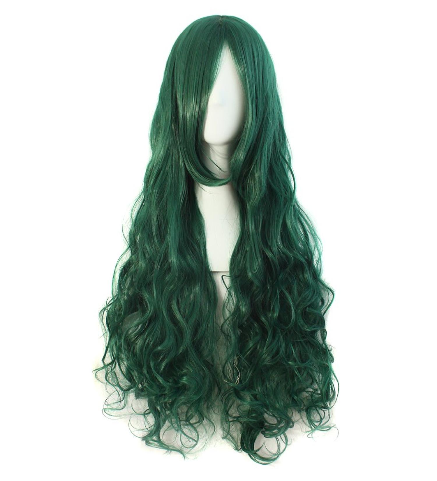 MapofBeauty 32 Long Forest Green Spiral Curly Cosplay Wig - Perfect for Costumes & Parties | International Shipping - Buy Online on GoSupps.com
