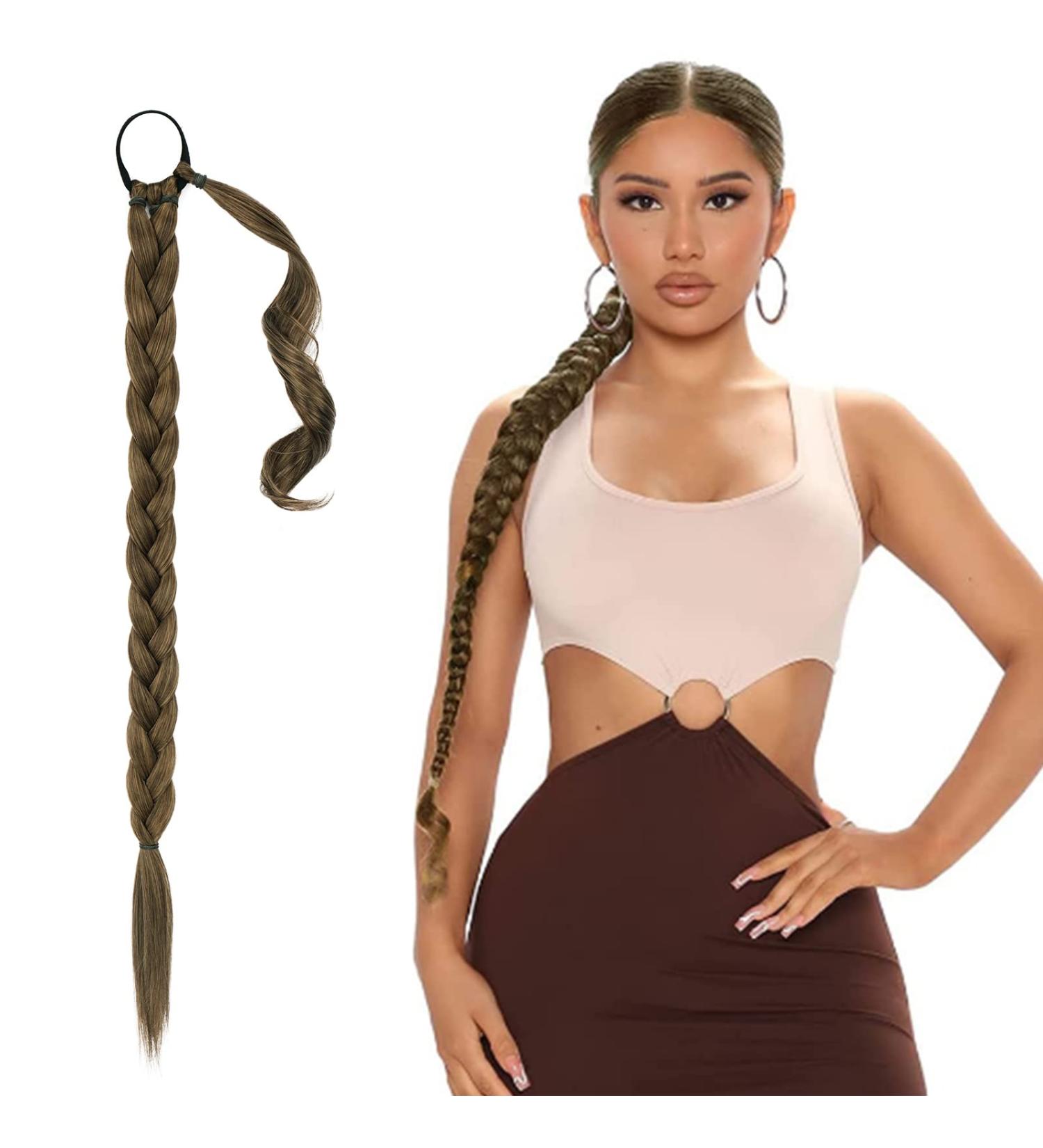 BARSDAR 76cm Braided Ponytail Extension - Natural Soft Synthetic Hair - Gold-Brown Strawberry Blonde Mix - Perfect for DIY Hairstyles (Pack of 1) - Buy Online on GoSupps.com