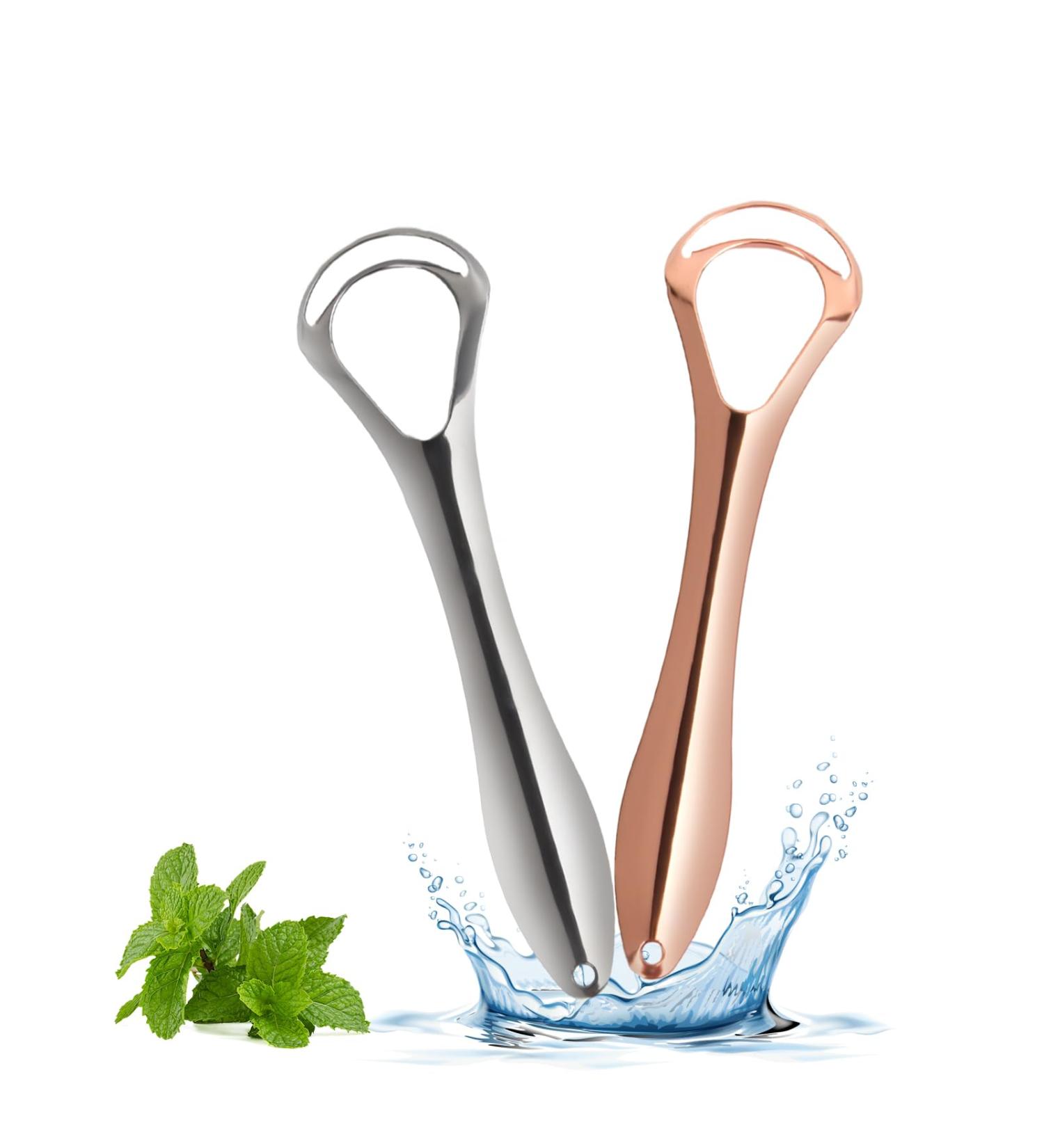 Stainless Steel Tongue Cleaner Set - 2 Pieces for Fresh Breath & Oral Hygiene | Reduces Bad Breath for Adults & Kids - Buy Online on GoSupps.com