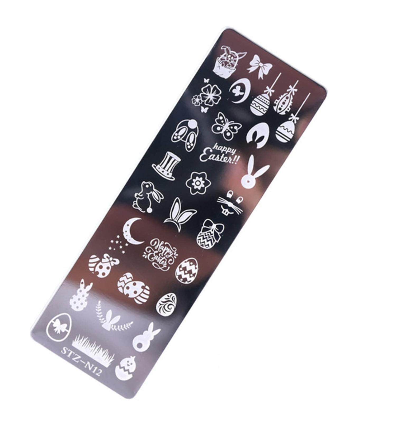 Nail Stamping Plate Set with Silicone Sponge & Brush | Flower Polish Transfer Stencils & Geometry Template | Double-Sided Head for DIY Nail Art & Manicure Tool - 16# - Buy Online on GoSupps.com