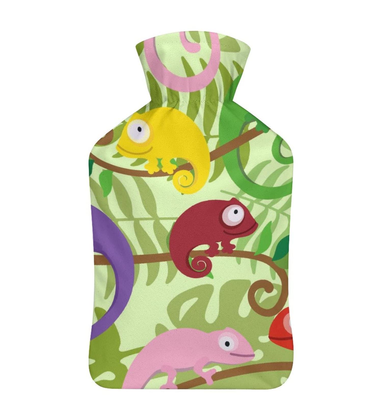 Hot Water Bottle with Lid - Animal Print Rubber Hot Water Bag for Pain Relief Cramps Foot Warmer & Therapy - Buy Online on GoSupps.com