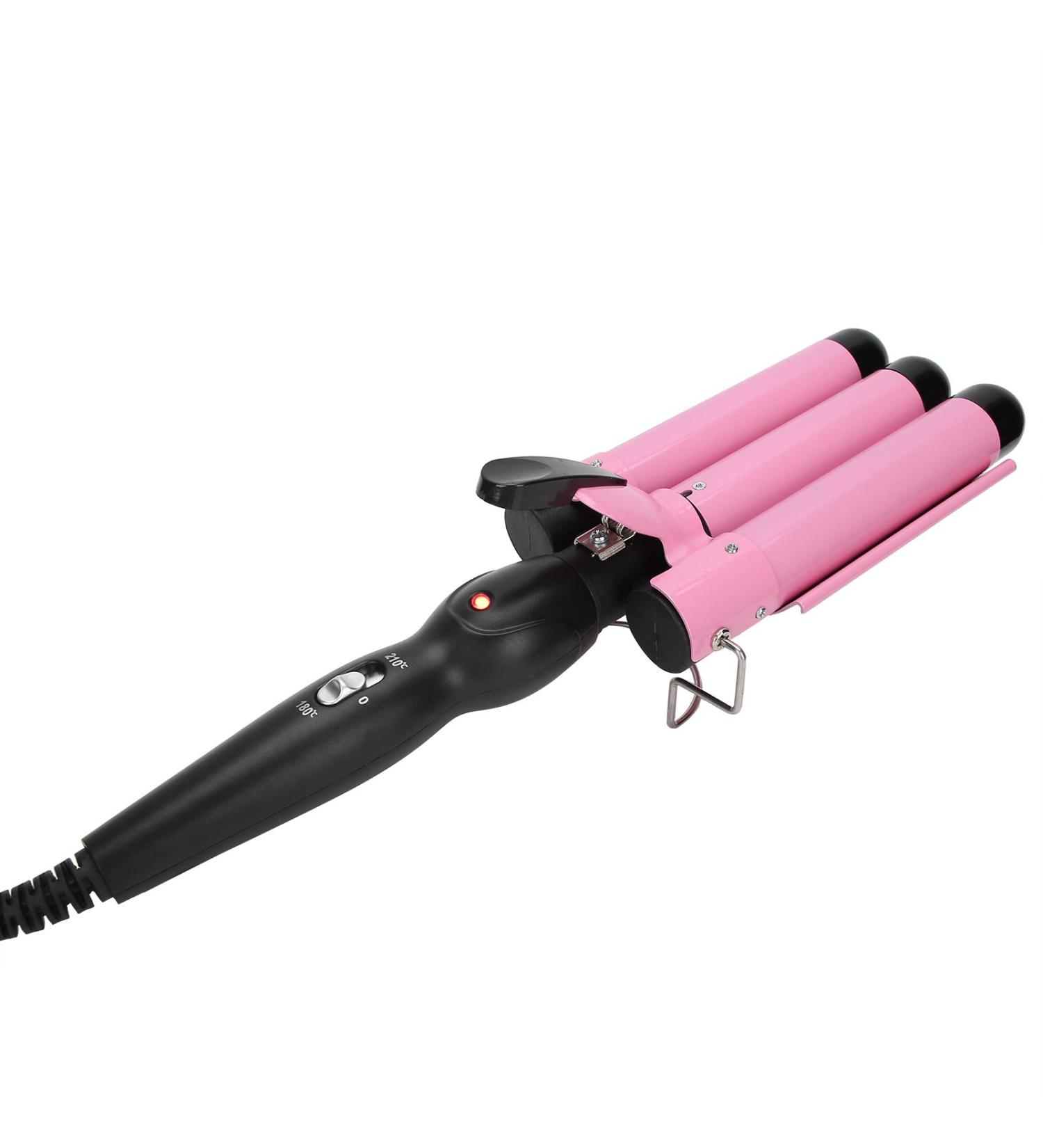3 Barrel Curler 1.25'' Triple Pipe Hair Curling Iron - Adjustable Temperature Negative Ion Hair Care Non-Slip Handle - US Plug - Stylish Pink (28mm - Buy Online on GoSupps.com