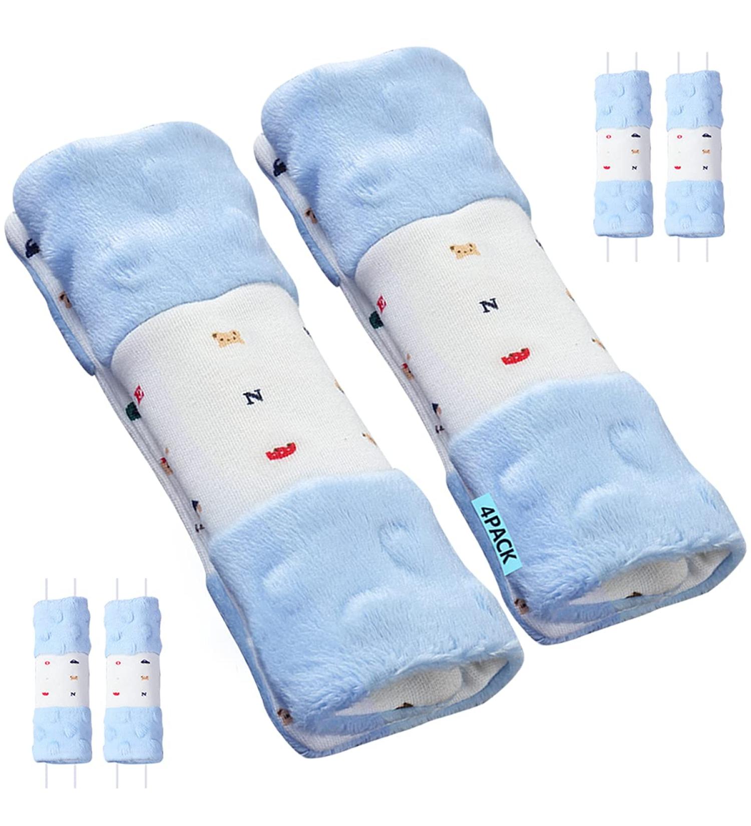 4-Piece Baby Seat Belt Pads | Stroller Carriage Safety Cushions | Shoulder Protection for Infants 15x5cm - Blue - Buy Online on GoSupps.com