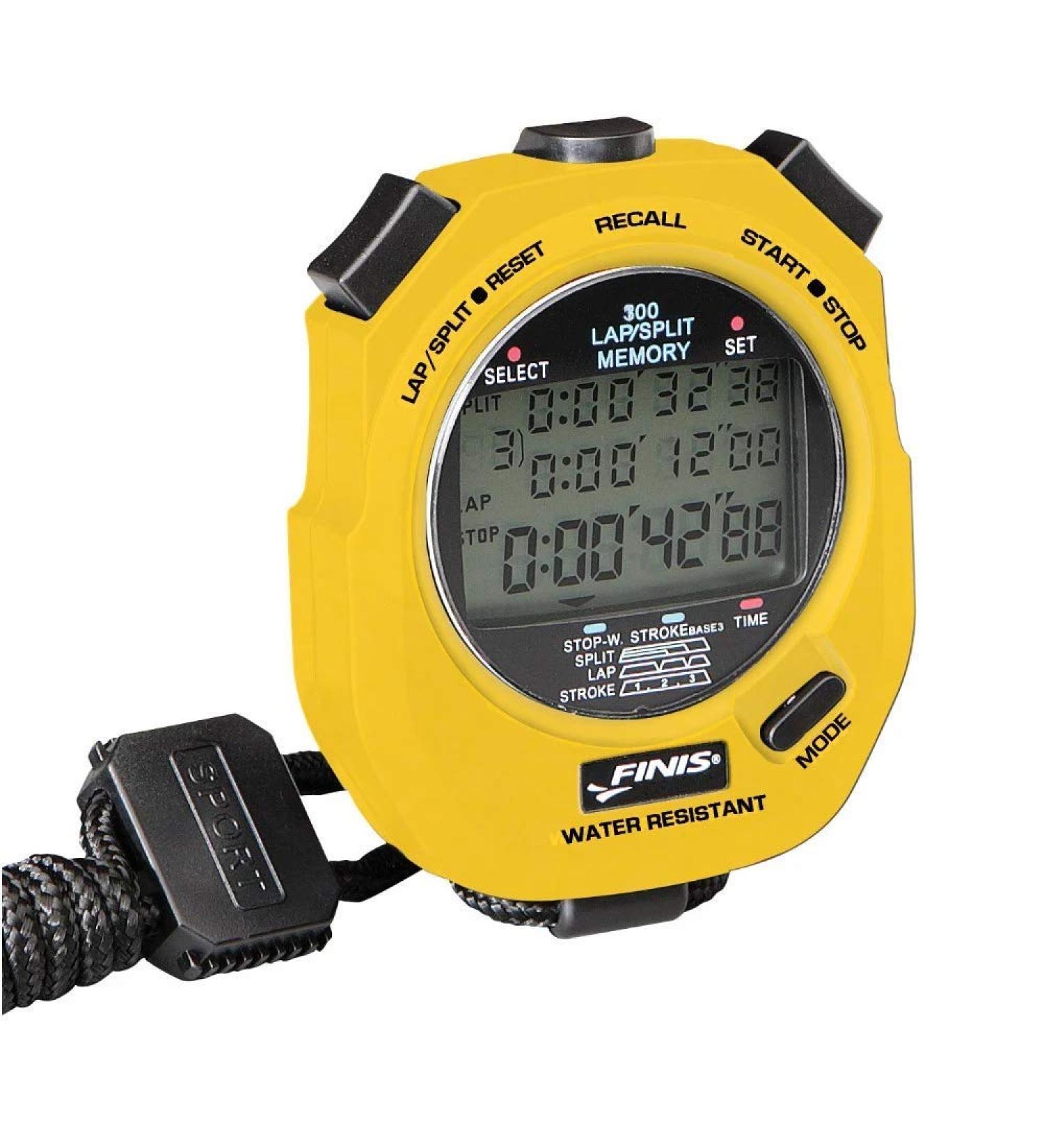 FINIS Waterproof Stopwatch for Swim Training - Yellow | 3 x 300m - Buy Online on GoSupps.com