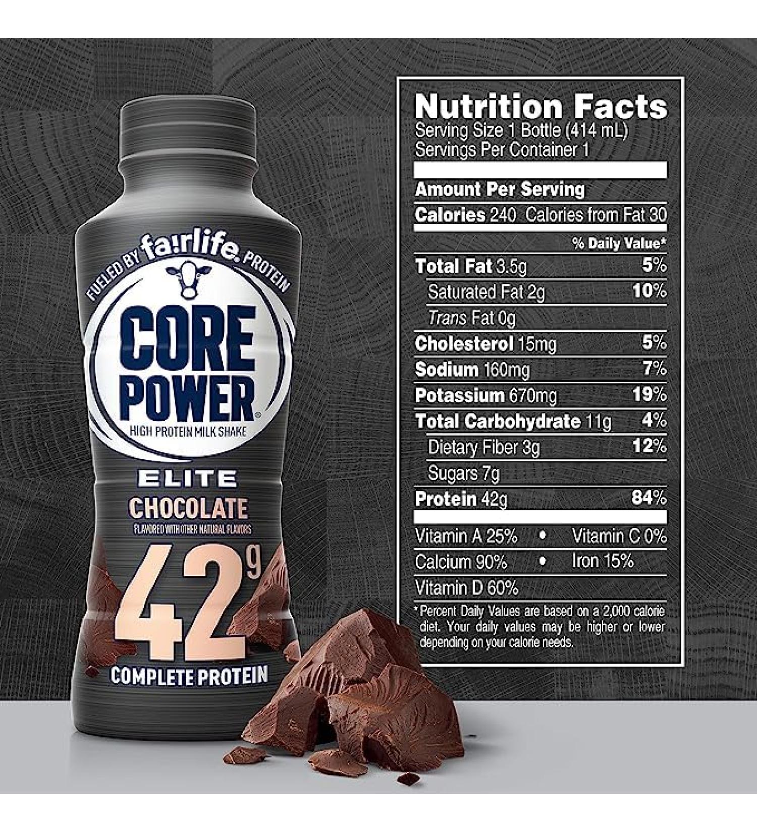 Fairlife Core Power Elite 42g High Protein Milk Shakes Ready to Drink for Workout Recovery Chocolate 14 Fl Oz (Pack of 12) - Buy Online on GoSupps.com