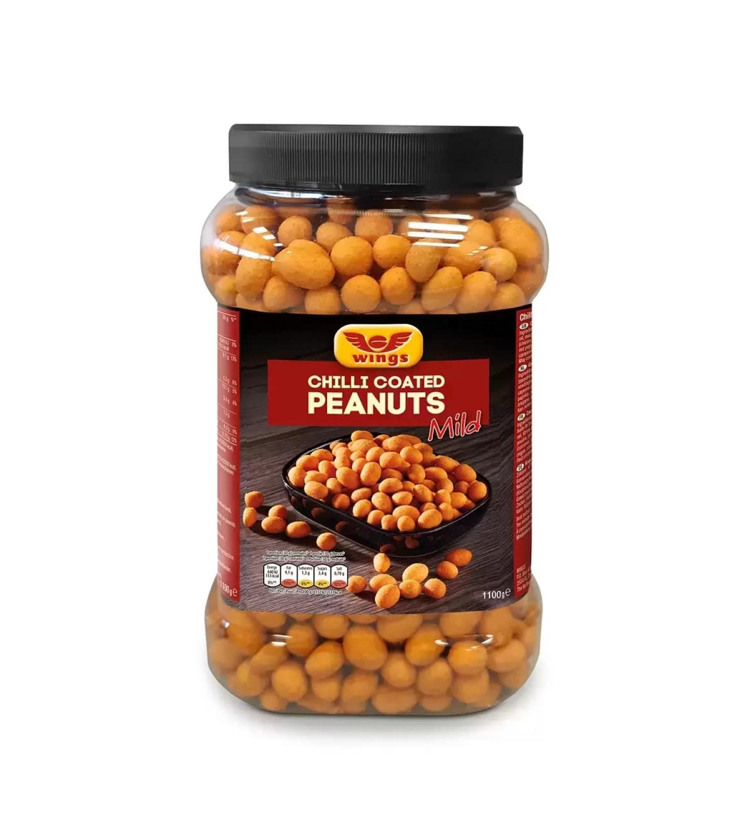 Wings Spicy Chilli Sharing Peanuts - Crunchy Coated Peanuts Snacks with Chilli Flavour 1.1kg Perfect Pub Snacks for Snacking Movie Nights Peanut Lovers with Topline Card. - Buy Online on GoSupps.com