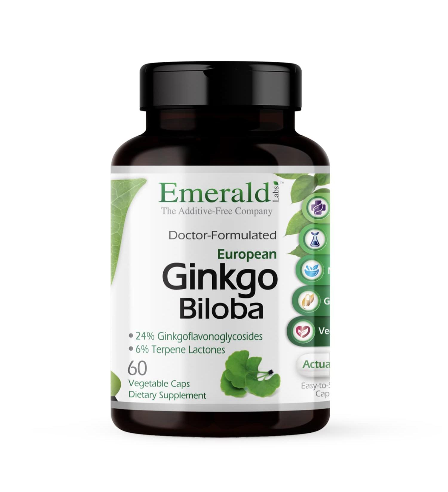 EMERALD LABS Ginkgo Biloba Extract - Brain Health Supplement - Offers Antioxidant & Energy Support - 60 Vegetable Capsules (30-Day Supply) - Buy Online on GoSupps.com