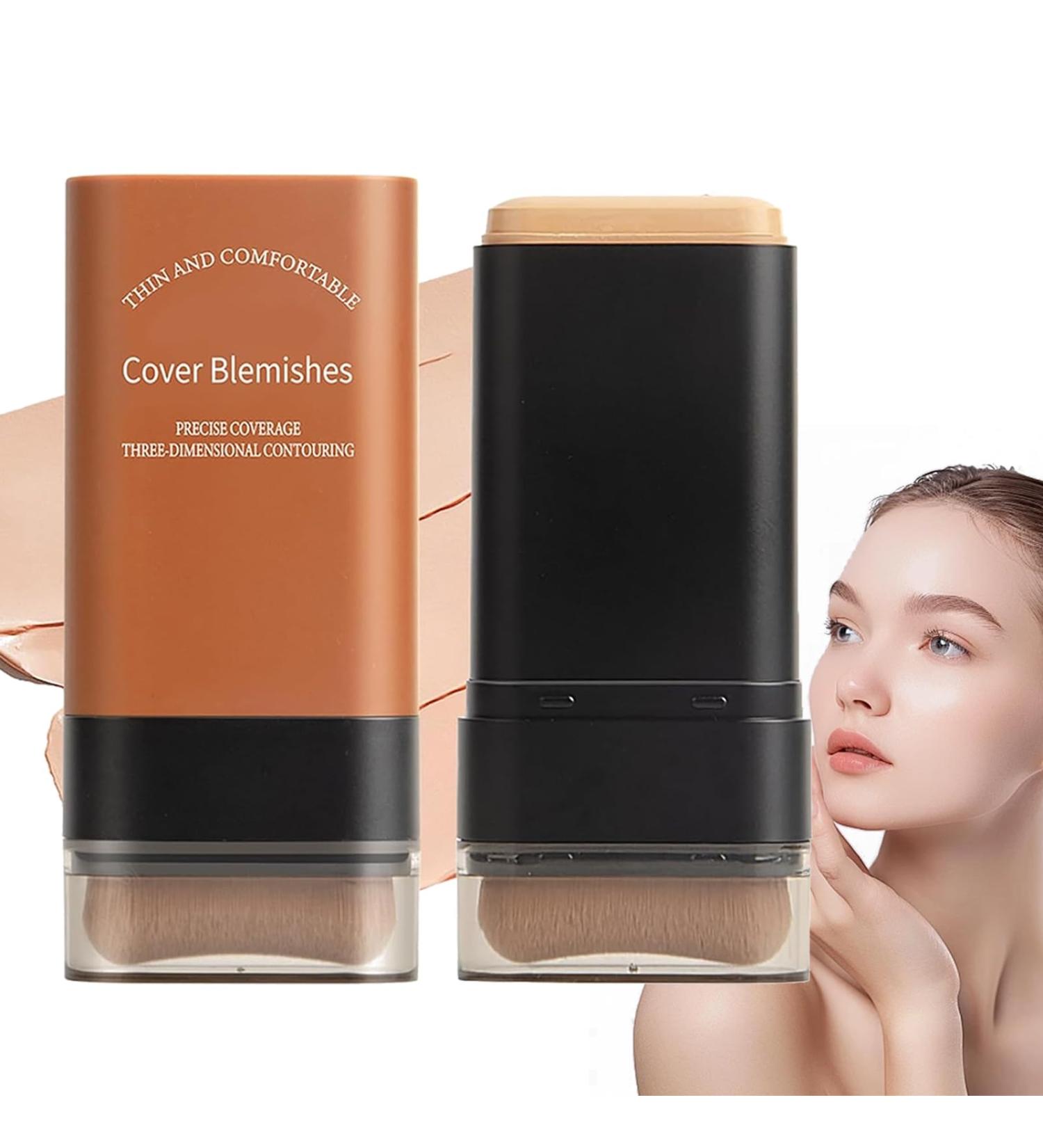 Hydrating Lightweight Foundation Stick with Brush Multi-Use Foundation Stick Makeup Korea Buildable Eraser Foundation Longwear Face Contour Stick Longwear Waterproof Face Makeup Stick (Dark Wheat) - Buy Online on GoSupps.com